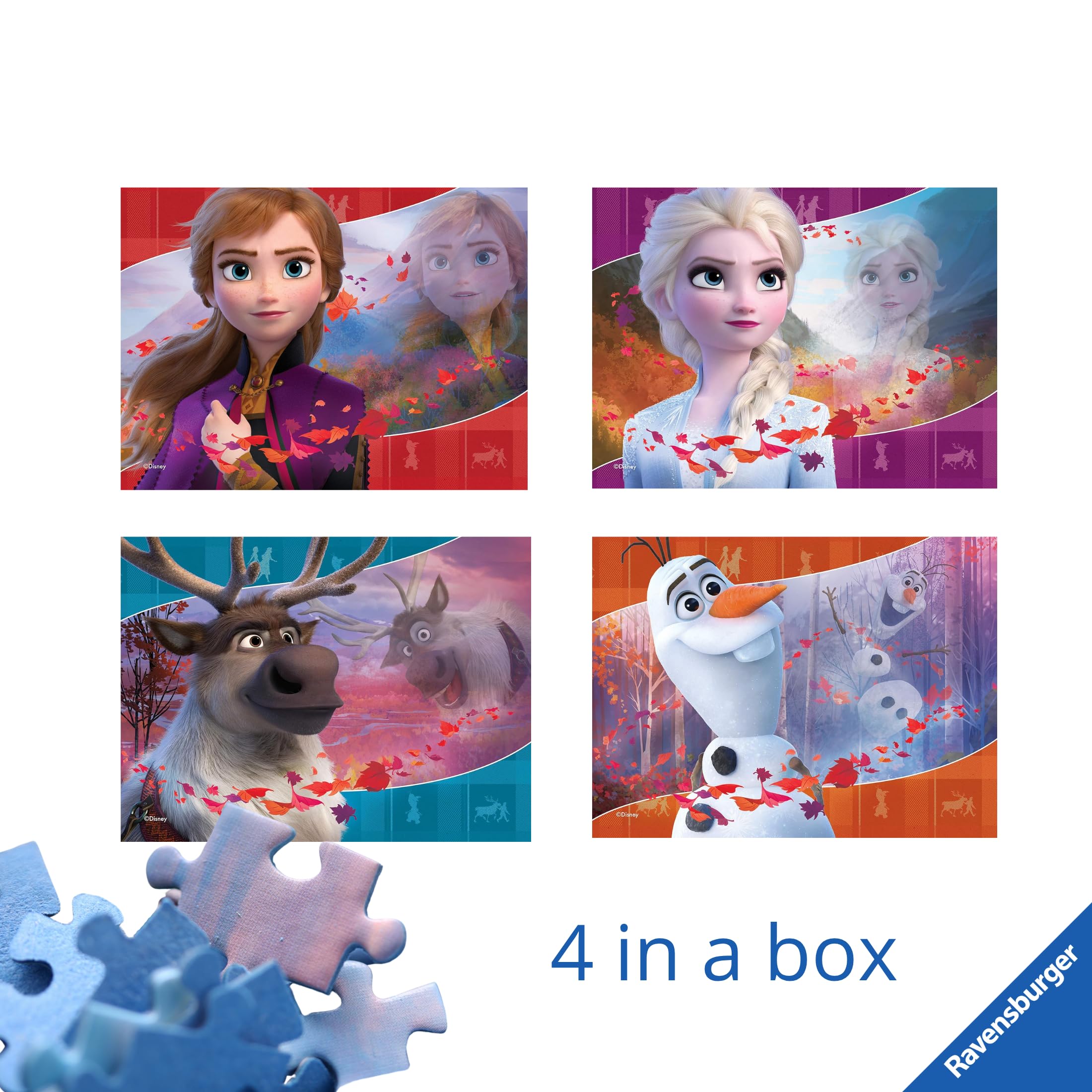 Ravensburger - Puzzles Disney Frozen 2 4 Pack | Puzzle Bambini 3 Anni In Su | Regalo Bimba 3 Anni In Su 72 Pezzi | Puzzle Bambini 19 X 14 Cm | Puzzles Stitch Bambina