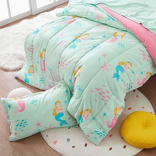 Miniatura 5 de SLEEP ZONE - Juego de edredón de 5 piezas tamaño Individual para niños, estampado suave, con edredón, sábanas y fundas para cojín y almohada, diseño