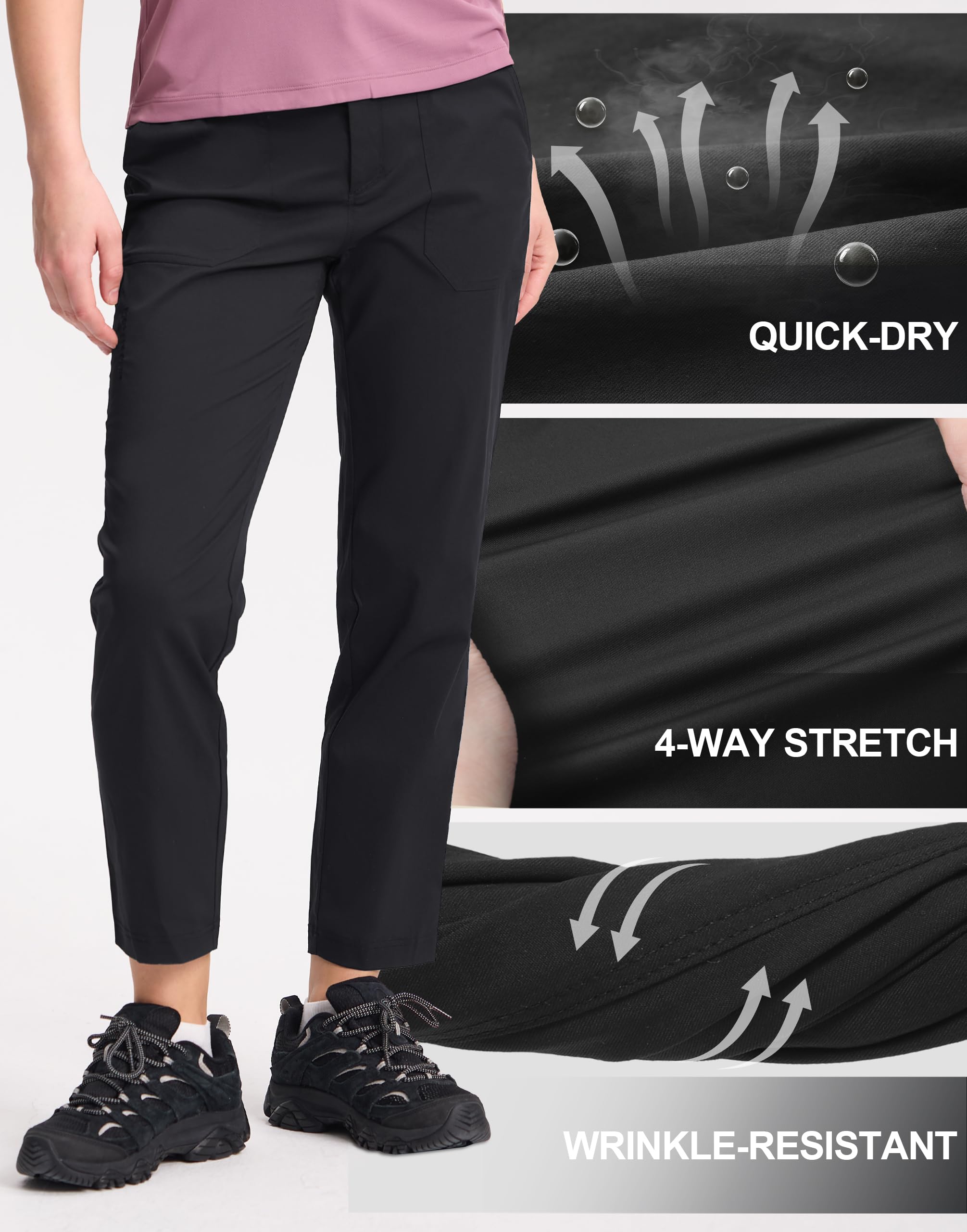 Pioneer Camp Damen Golfhose 7/8 Länge – Hochwertige Outdoorhose mit Schnell Trocknendem, Wasserabweisendem Stretchmaterial & Elastischem Bund – Ideal für Golf, Wandern, Reisen & Alltag