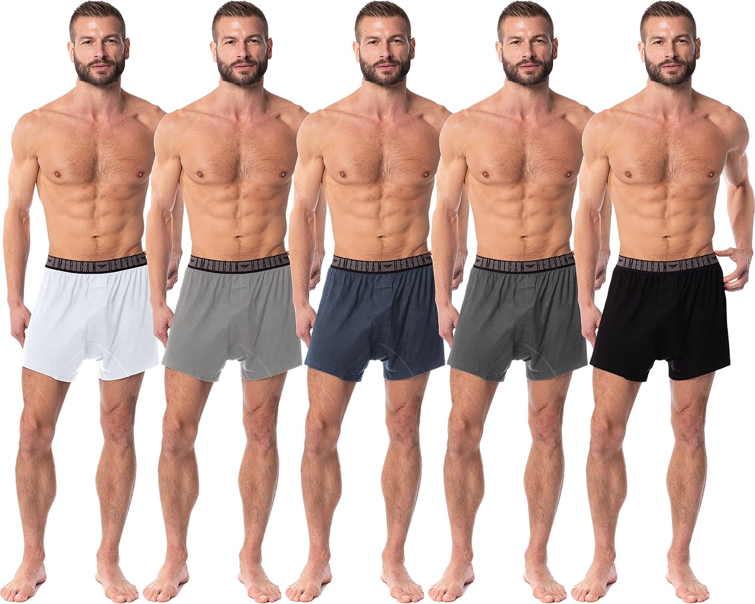 AMERICAN HEAVEN Boxers for Men | 5 Pack Cotton Rayon Stretch Cool Comfortable Breathable Boxer Short Underwear - Image 2