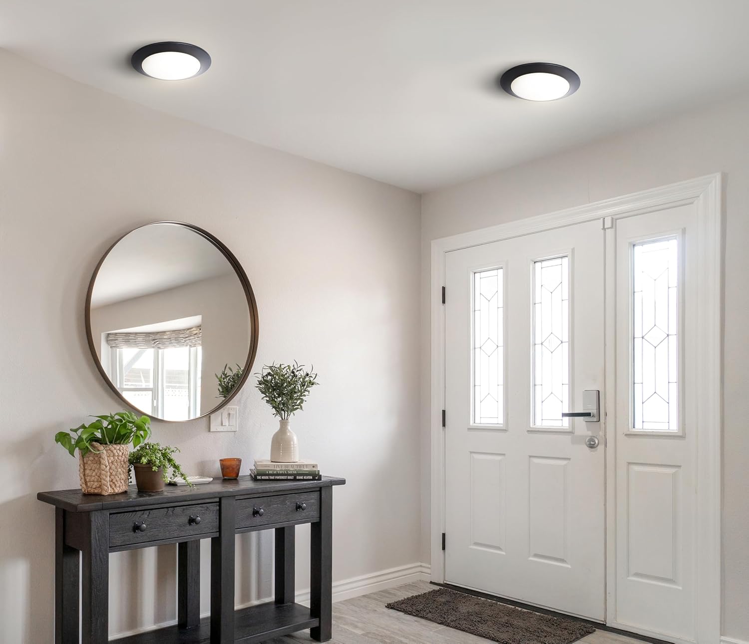 7.28-Inch LED Flush Mount Disk Light – Matte Black Finish, Slim Low Profile Ceiling Fixture for Contemporary, Transitional, or Classic Interiors