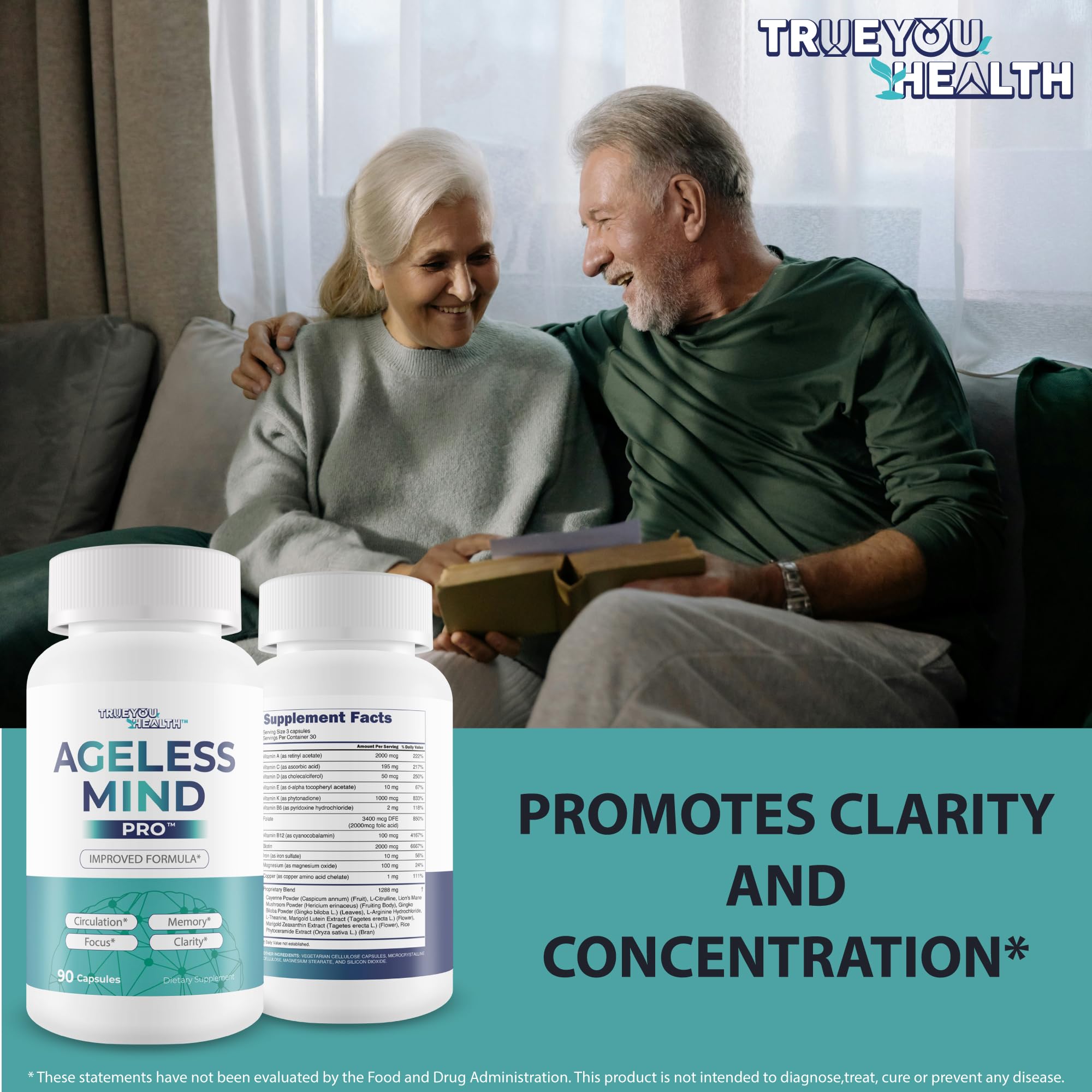 Ageless Mind Pro - Our Best Nootropic Brain Supplements for Memory and Focus - Lions Mane Mushroom Supplement Capsules for Youthful Brain Performance - Brain Booster - Ageless Brain Support Supplement — Amazon image 5