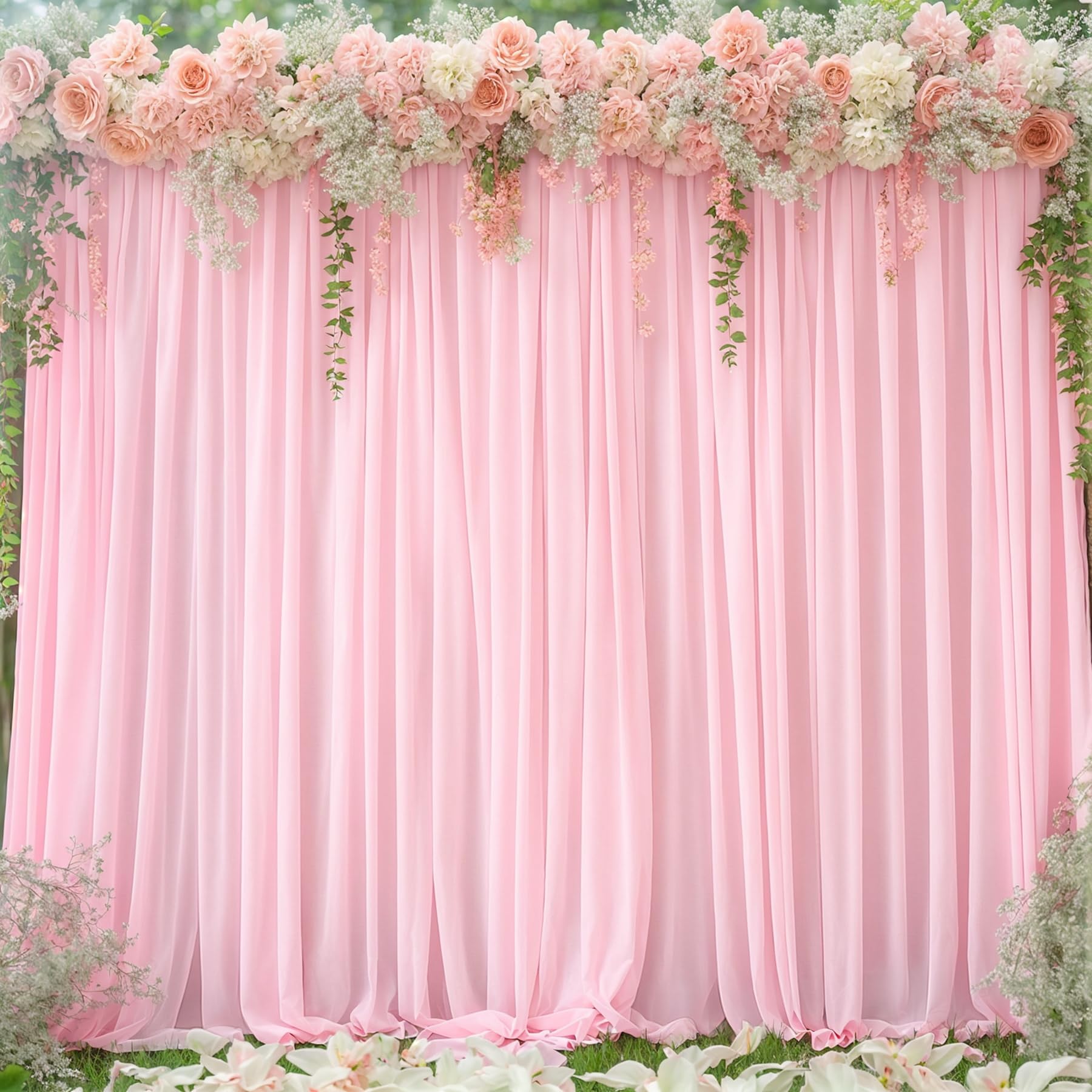 8x10FT Baby Pink Backdrop Curtains for Wedding Parties, Wrinkle Free Polyester Photography Backdrop Drapes for Wedding Baby Shower Birthday Parties