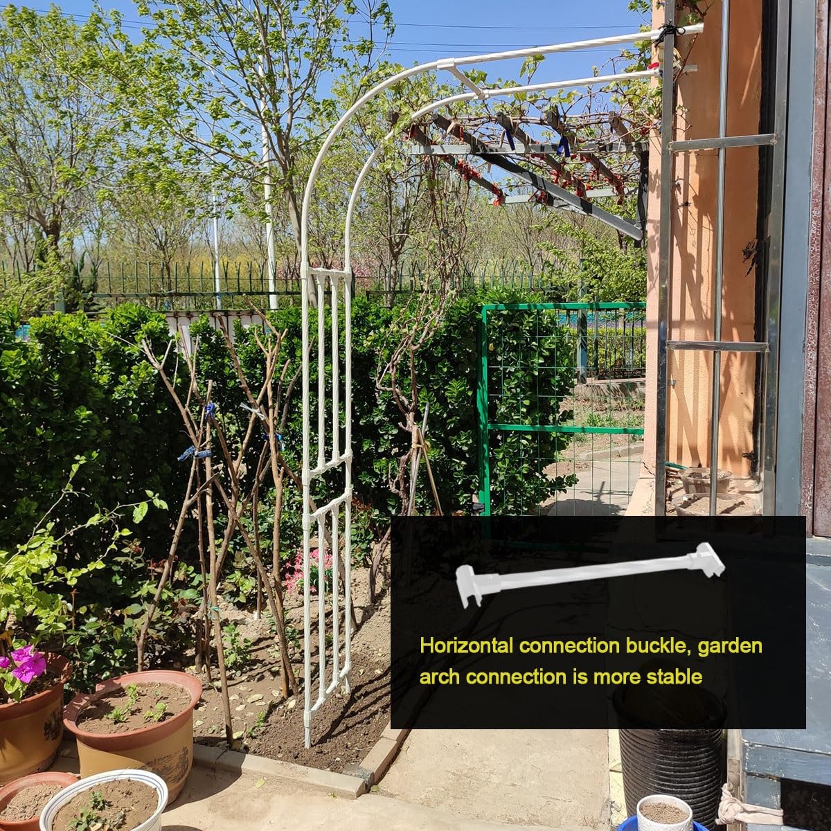 Verstellbarer Metall-Gartenbogen für Kletterpflanzen, 90-300 cm Rankhilfe für den Außenbereich, weißes Finish, ideal für Hochzeiten und Hinterhof-Dekor, elegante Rosenstütze