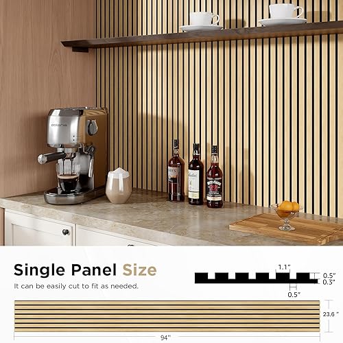 Miniatura 2 de Paneles acústicos de listones de madera, 94 x 23.6 pulgadas, cada panel de pared de listones de madera, roble blanco, paquete de 2