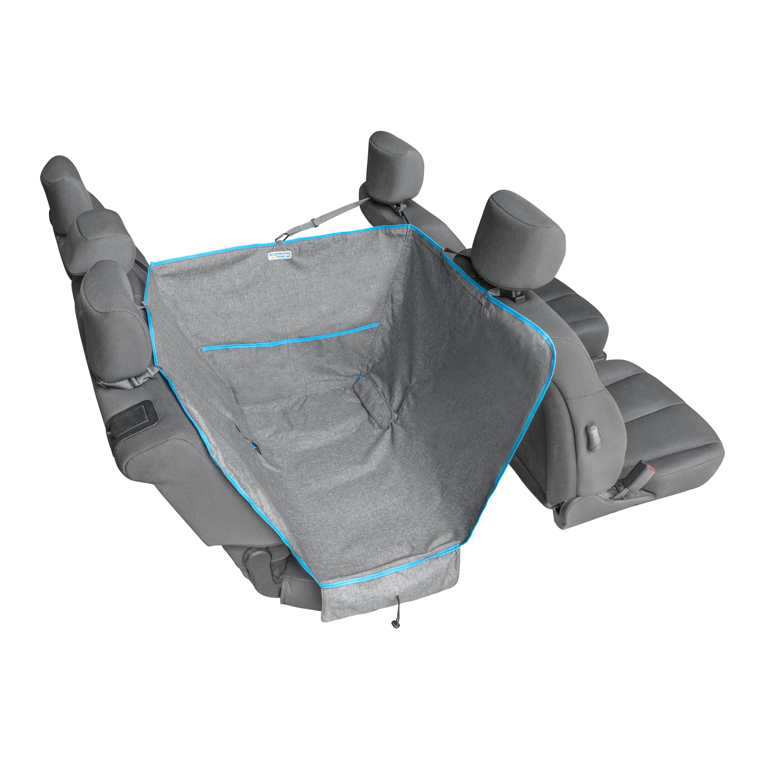 Kurgo Heather Half Dog Hammock - Half Seat Dog Hammock for Secure Pet Travel - Waterproof & Stain Resistant Cover - Backseat Divider - Dog Car Seat Protector - Heather Grey