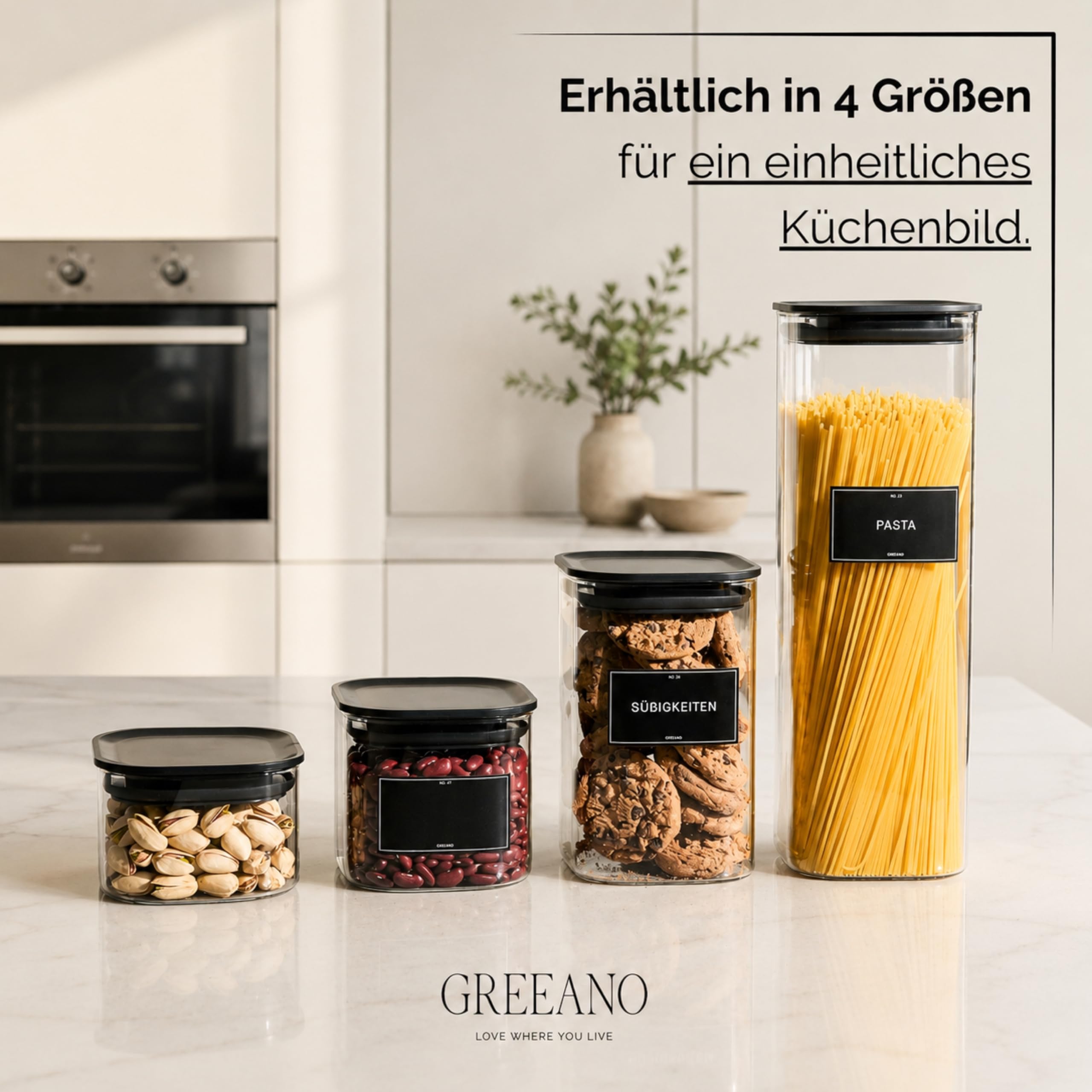 Vorratsgläser eckig mit Deckel 500ml [6er Set]
