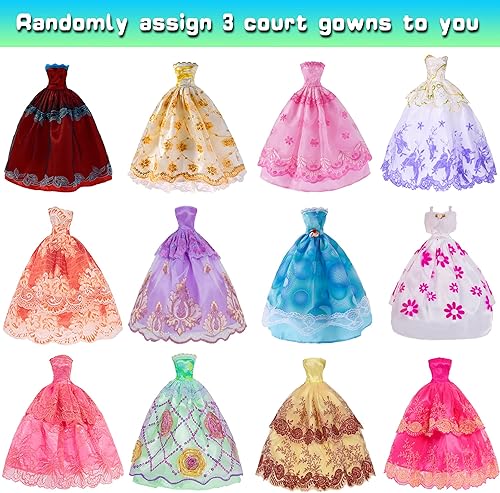 Miniatura 2 de iBayda Juego de 49 mini ropa y accesorios para muñecas de 11.5 pulgadas, incluye 3 vestidos largos de princesa, 4 tops, 4 pantalones, 3 bikinis, 5