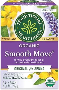 Traditional Medicinals - Thé Herbal Laxatif Smooth Move Bio (Paquet de 1) - Soulagement Doux de la Constipation Occasionnelle - 16 Sachets au Total