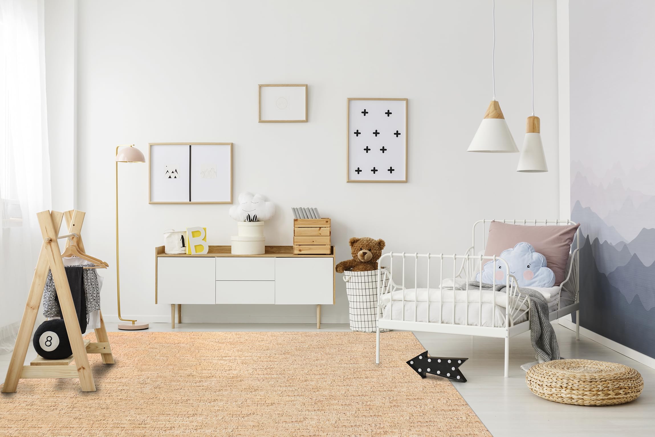 DobleUve Estudio Tapis Vinyle imprimé Liège Naturel | 120x120 cm | Tapis Cuisine | Tapis de Salon Antidérapant Antifongique Ignifuge | Tapis Enfants | Tapis Bain PVC | Tapis PVC