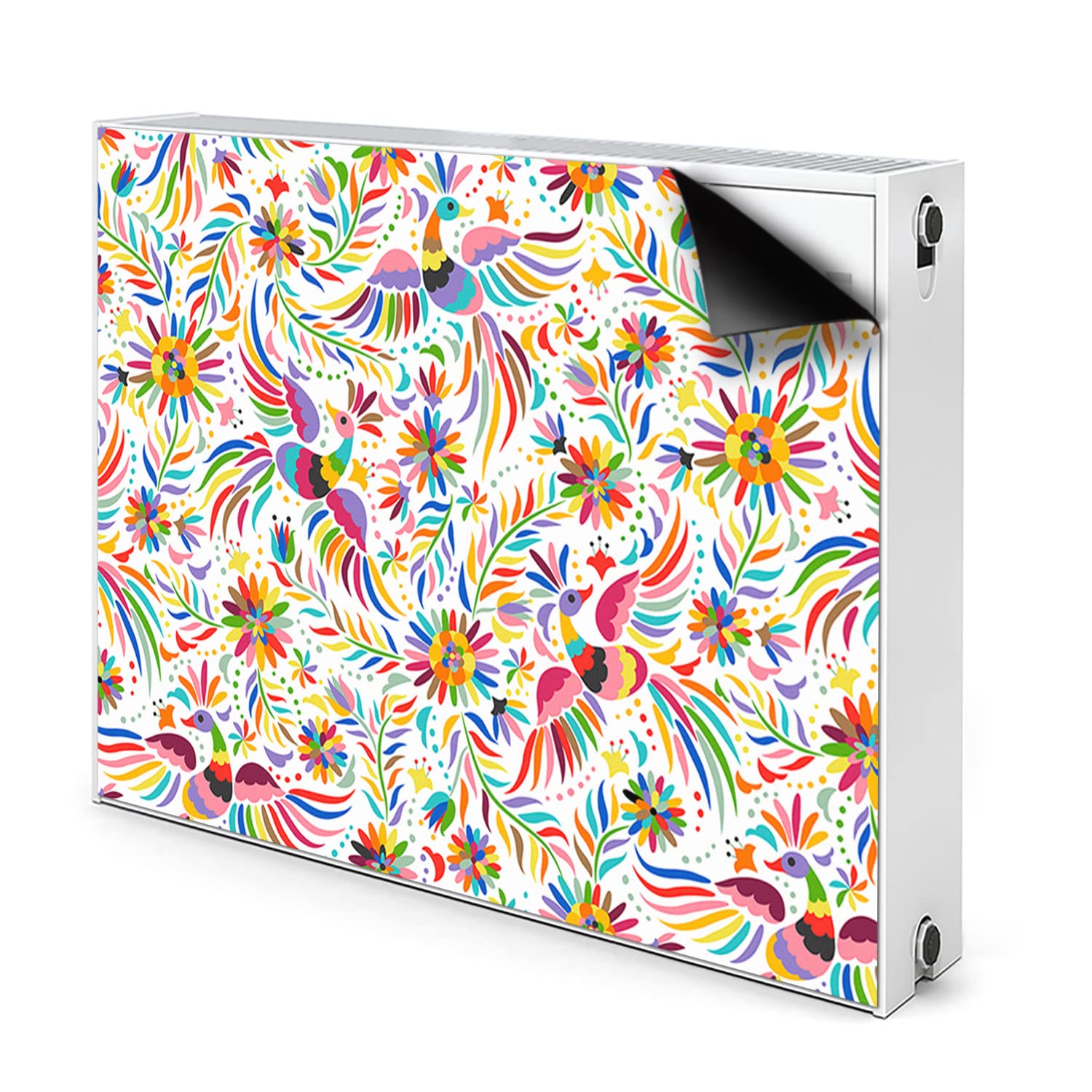 Cache Radiateur Bleu Magnétique 110x60cm Isolant Visuel et Décoratif Oiseaux