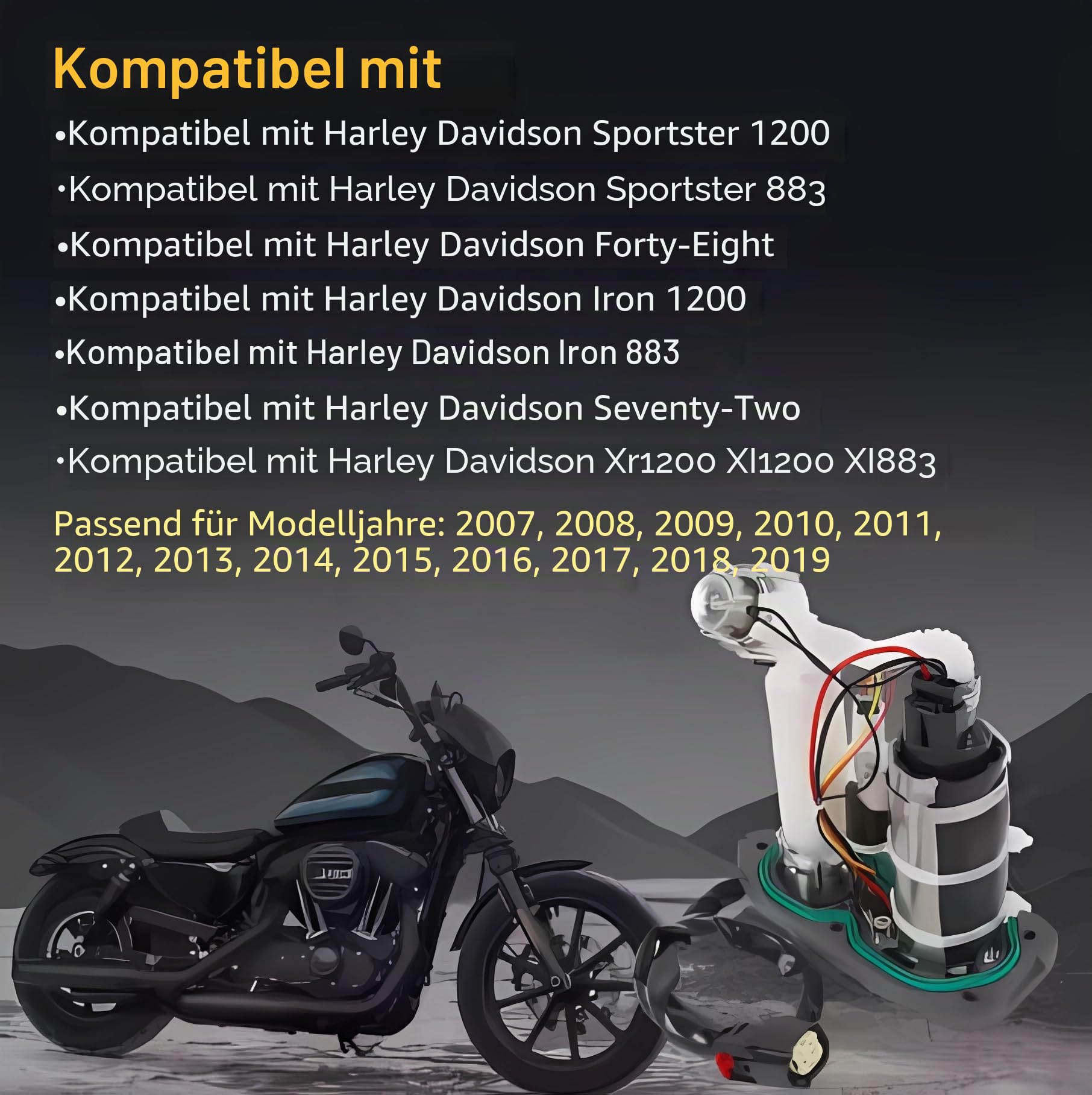 Kraftstoffpumpenbaugruppe Geeignet für Harley Davidson Iron Sportster 1200 883 Roadster Forty Eight Seventy Two 75268-07F 75305-07A
