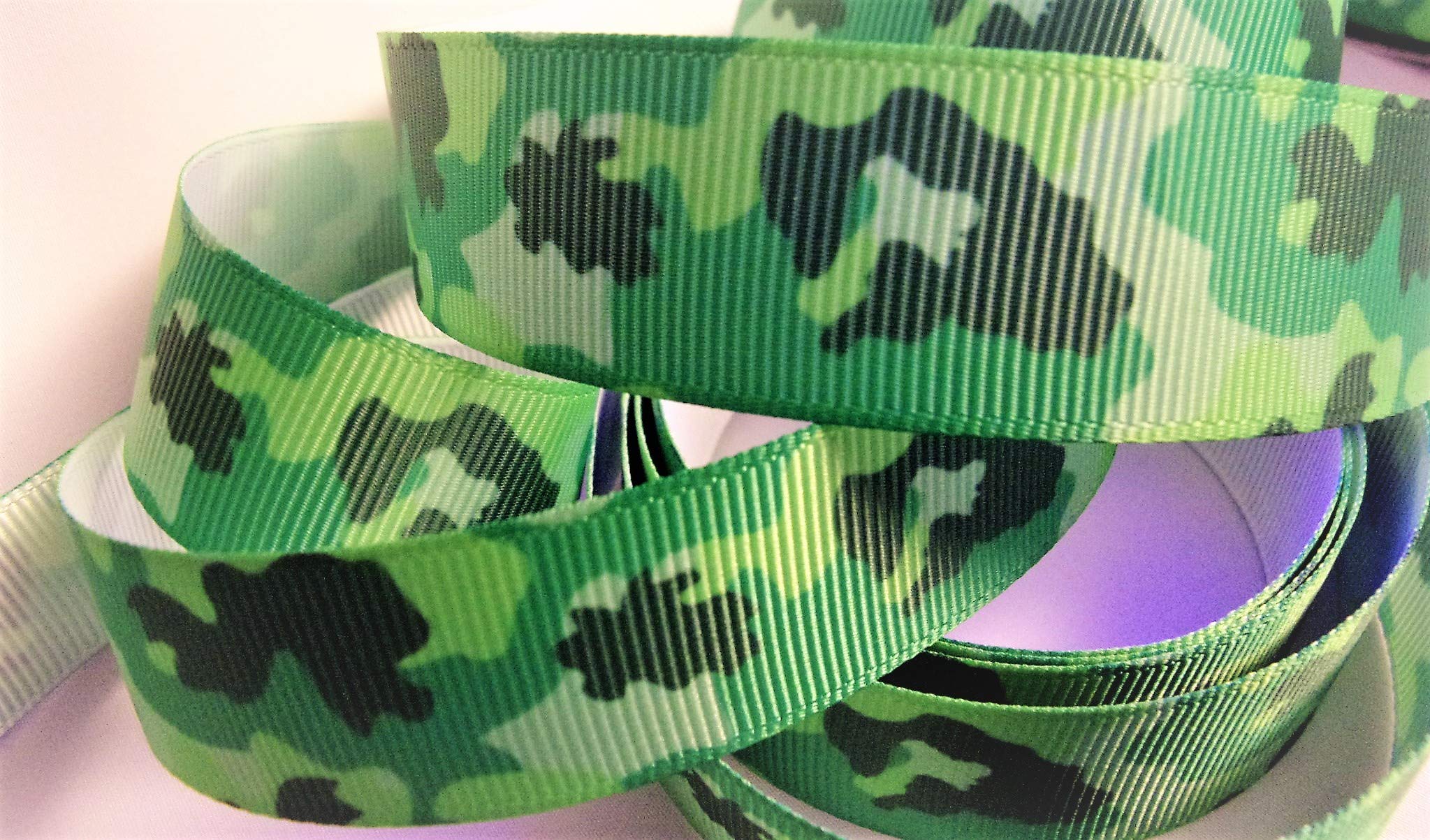 FILLBOSSGrosgrain Ribbon - Emerald Green Camouflage - 1" Wide - 10 Yards Total - for Hair Bows & Crafts!