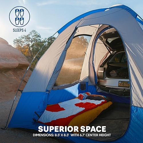 Miniatura 4 de Napier Sportz Hatchback y pequeña tienda de campaña CUV de 8 x 8 pies, impermeable, con toldo para 4 personas, color azulgris