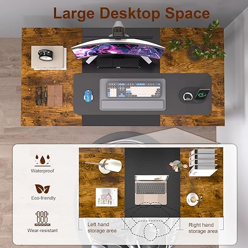 Miniatura 5 de Escritorio para computadora, escritorio de oficina en casa de 55 pulgadas, escritorio de oficina para juegos, escritura, estudio, mesa de estudio