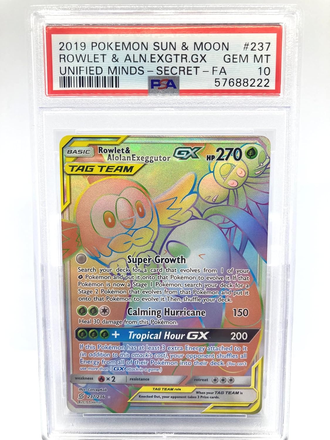 Titan Cards Rowlet & Alolan Exeggutor GX 237/236 PSA 10 Gem Mint Graded