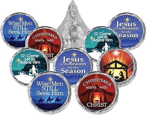 Pegatinas religiosas de dulces de Navidad - Fe cristiana - 180 etiquetas