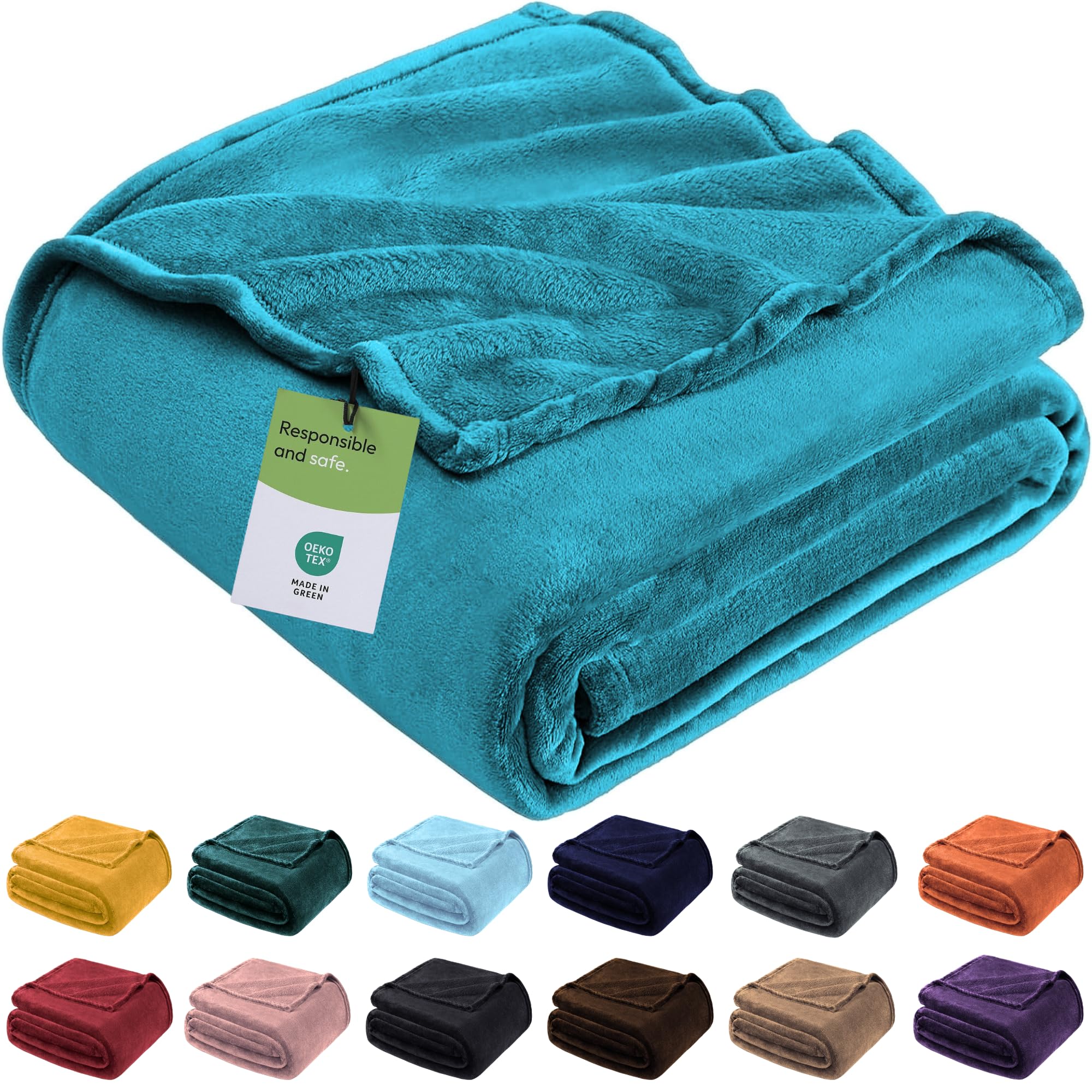 BedLooms Fleece Blanket Teal Queen Fluffy Blankets and Throws for Bedroom
