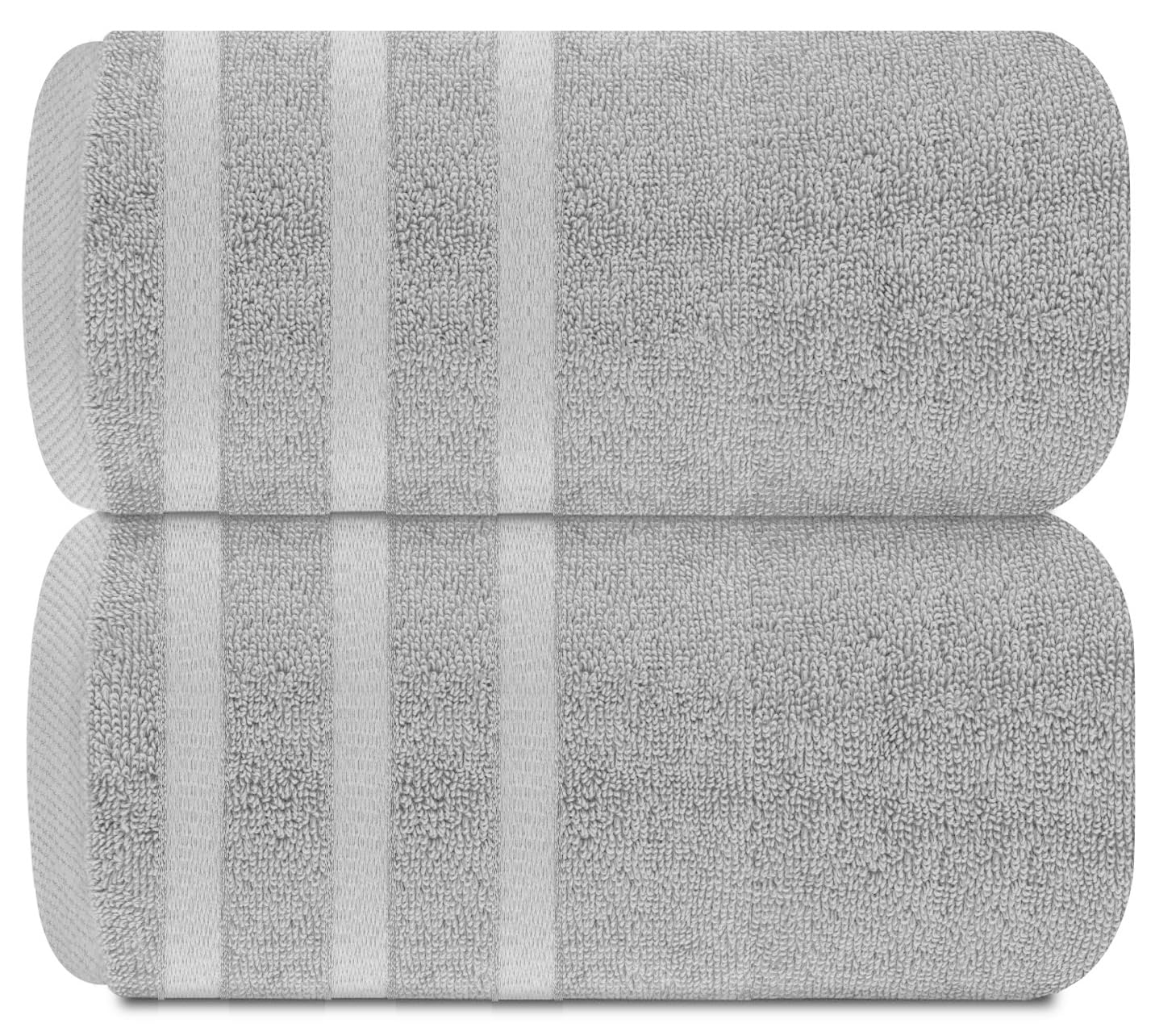 TEXTILESY Pack of 2 Super Jumbo Bath Sheet Premium 100% Egyptian Combed Cotton 100 x 200 cm-600 GSM Super Soft Large Bath Sheet Towels (Cotton, Silver)