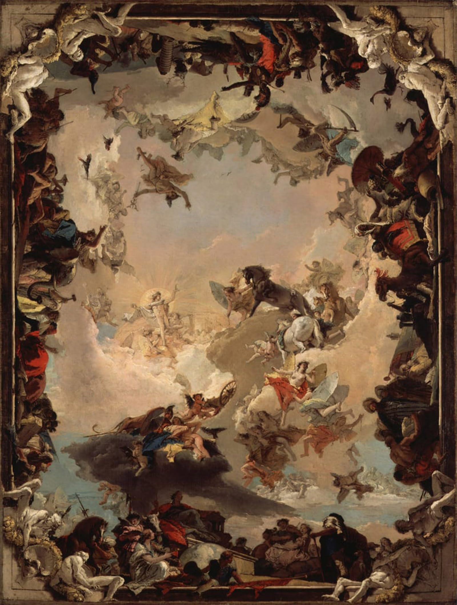 HRJUBWREE Oil Painting Prints on Canvas Painting Picture Allegory of the Planets and Continents by Battista Tiepolo Artwork Canvas Prints for Office Decor 60x90cm