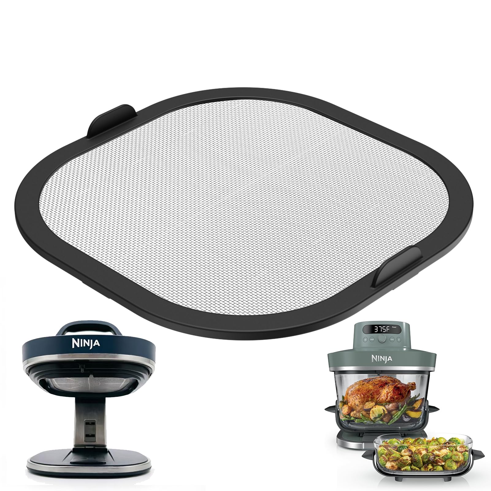 1 griglia paraspruzzi in acciaio inox per Ninja Crispi Pro AS101, compatibile con AS1015.7L e contenitore in vetro da 2,4L, per Ninja Crispy Pro