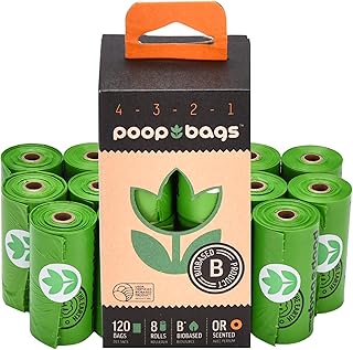 The Original Poop Bags® Dog Poop Bag, Dog Bags For Poop, 120 Dog Waste Bags, Doggy Poop Bags Refills, Doggy Poop Bags 38% Plant Based USDA, Poop Bags for Dogs, Dog Poop Bags Rolls, Doggie Poop Bags Orange Scented