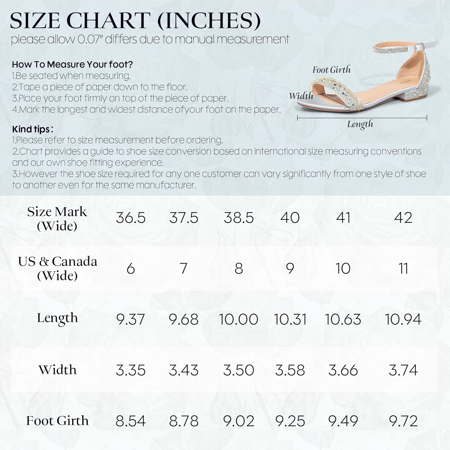 SheSole Women's Wide Width Sparkly Rhinestone Flat Sandals Dressy Comfortable Low Heel Summer Beach Wedding Shoes for Bride Wide Feet - Image 9