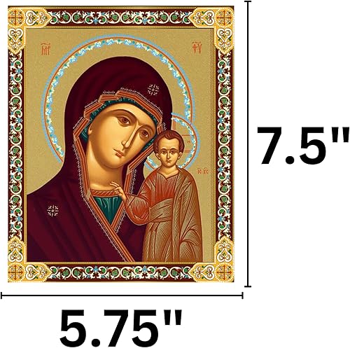 Miniatura 3 de Needzo Iconos religiosos de madera, Cristo la Maestra y Virgen de Kazán Católica Ortodoxa para colgar en la pared y decoración de pie, 7.5 pulgadas,