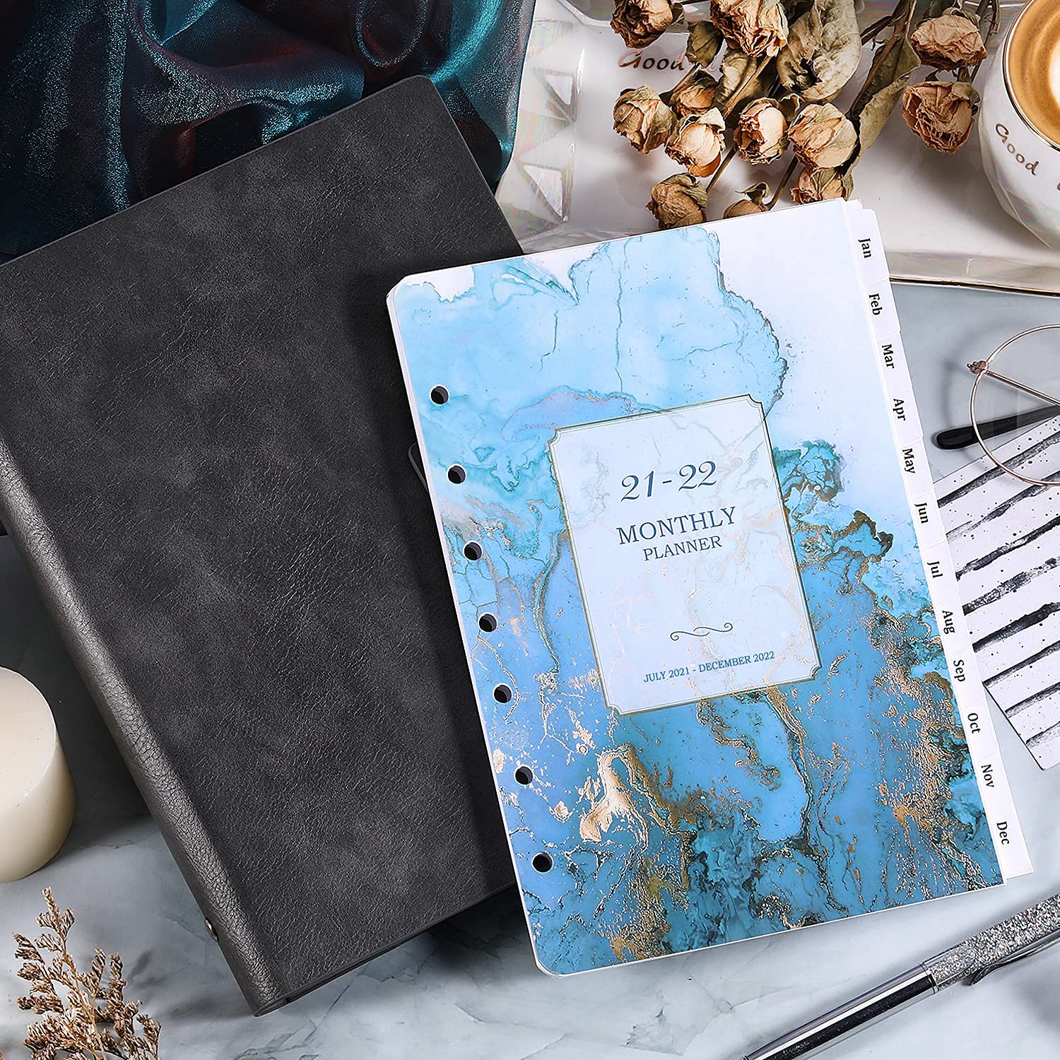 2022 Monthly Planner Refill 7Hole Punched Paper, A5 Planner Inserts