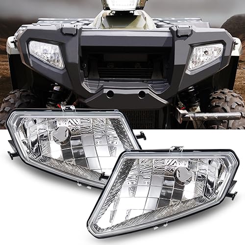 A & UTV PRO Carcasa de faros delanteros para Polaris Sportsman 500 HO EFI TOURING 2005-2010, cubiertas de luz delantera izquierda y derecha,