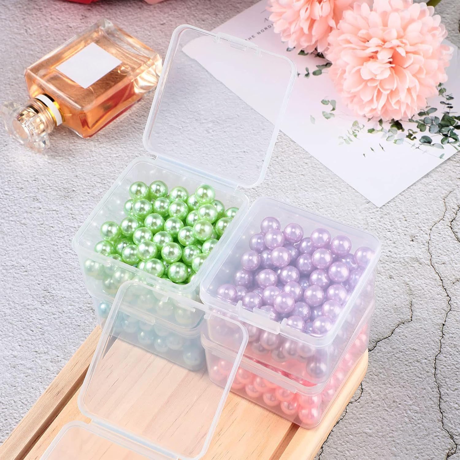 Jetec 36 Pack Clear Small Plastic Container Box Beads Organizer Boxes with Hinged Lid Square Transparent Storage Case for Small Items, Jewelry, Craft, DIY, Nail(2.5 x 2.5 x 1.5 Inches)