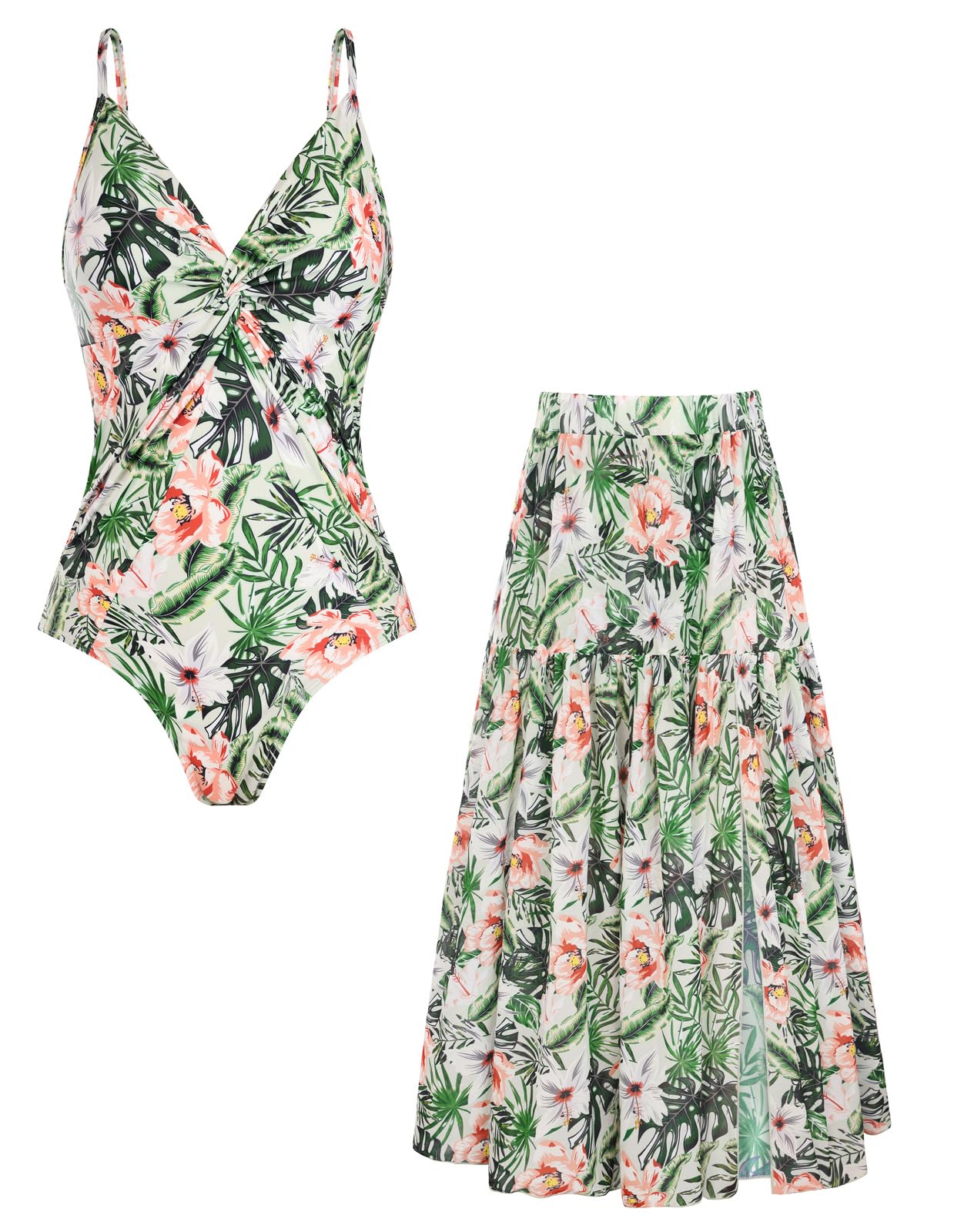 GRACE KARIN Costume da bagno intero da donna, 2 pezzi, con copertina Up Rock Tummy Control