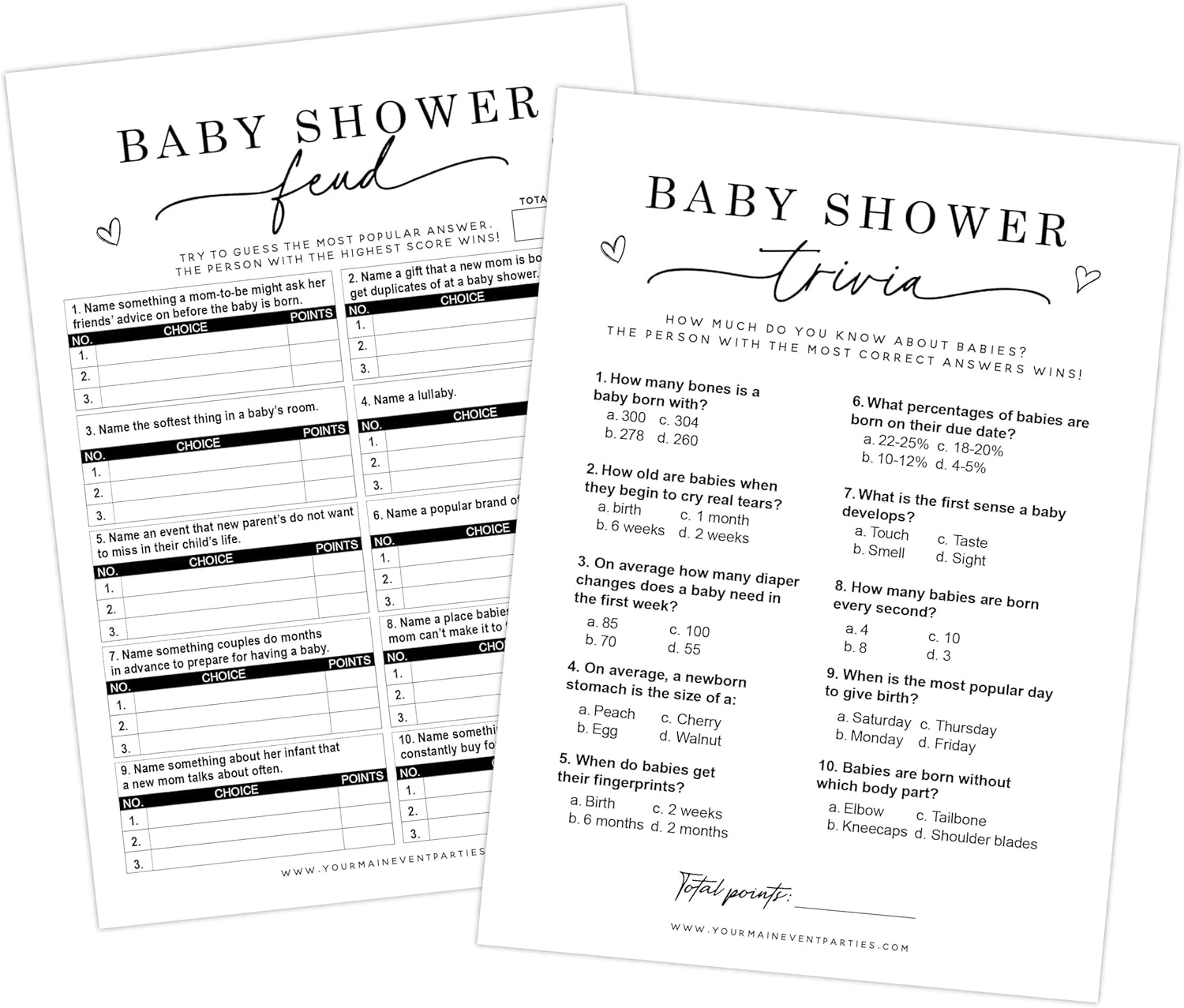 Baby Shower Games Baby Trivia and Baby Shower Feud