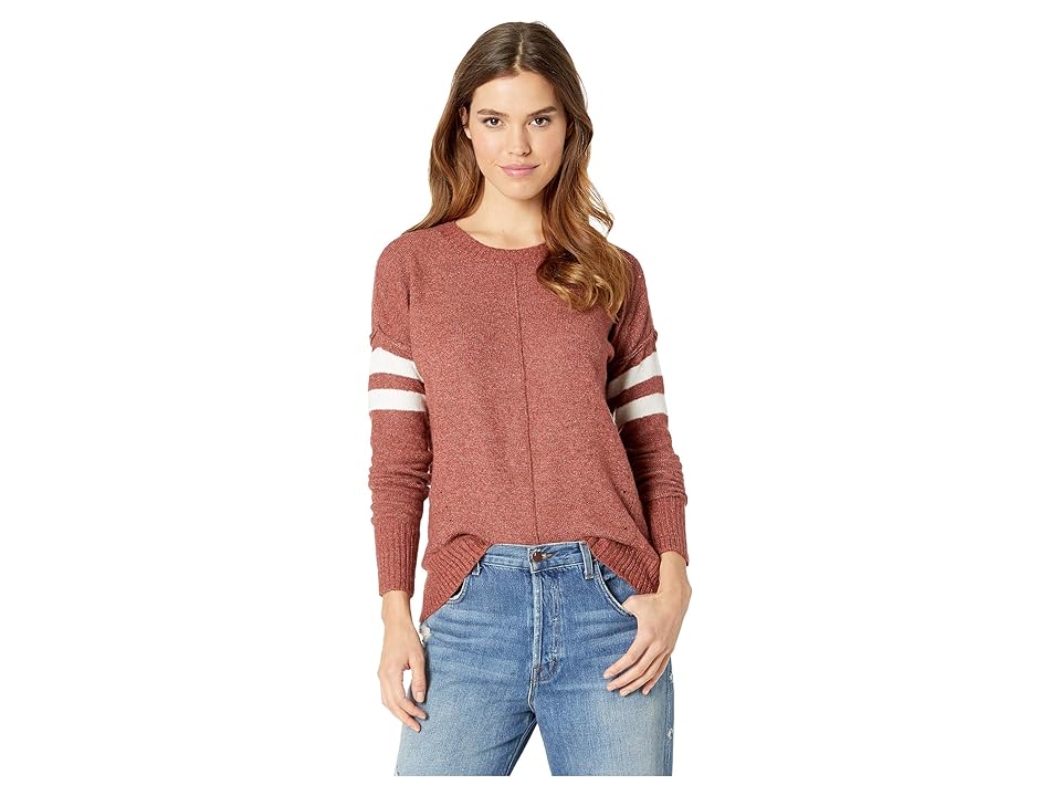 

Pink Rose Long Sleeve Pullover w/ High-Low Hem (Rust Combo) Women's Clothing