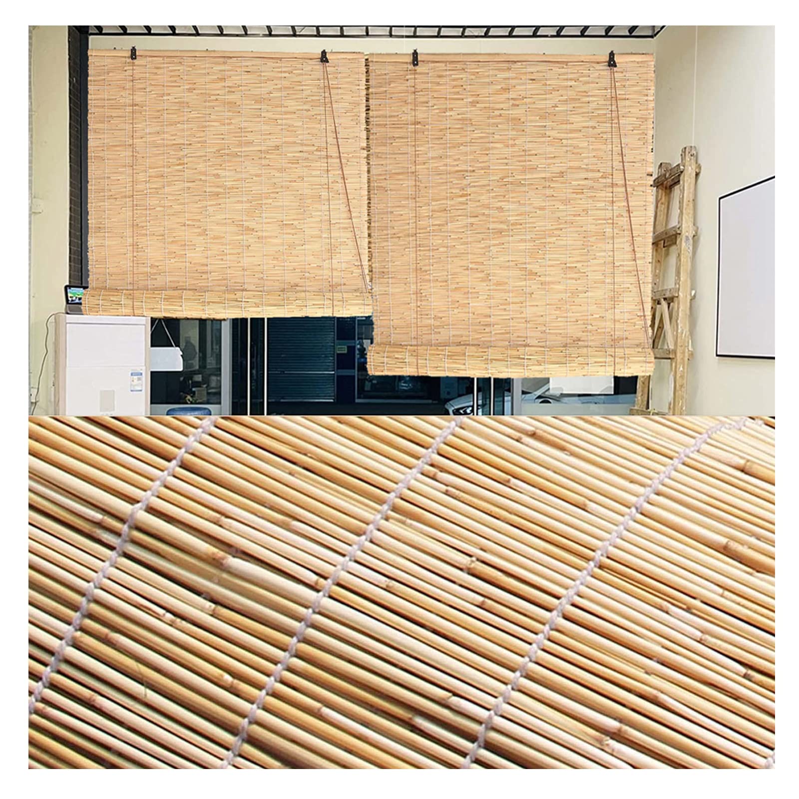 Outdoor bamboo Window Blinds, for Patio, Doors, French Door, Porch，Bamboo WaterProof Light Filtering Roll Up Window Roller Shades，reed Roman Shades Blinds，with lifter ( Size : W100xH120cm/39x47in )