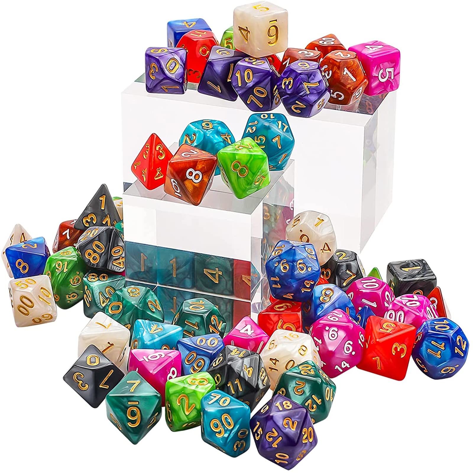 Set di Dadi 10 D20 perle 70 pezzi poliedrici e RPG DND Cielo stellato Giochi da tavolo W20