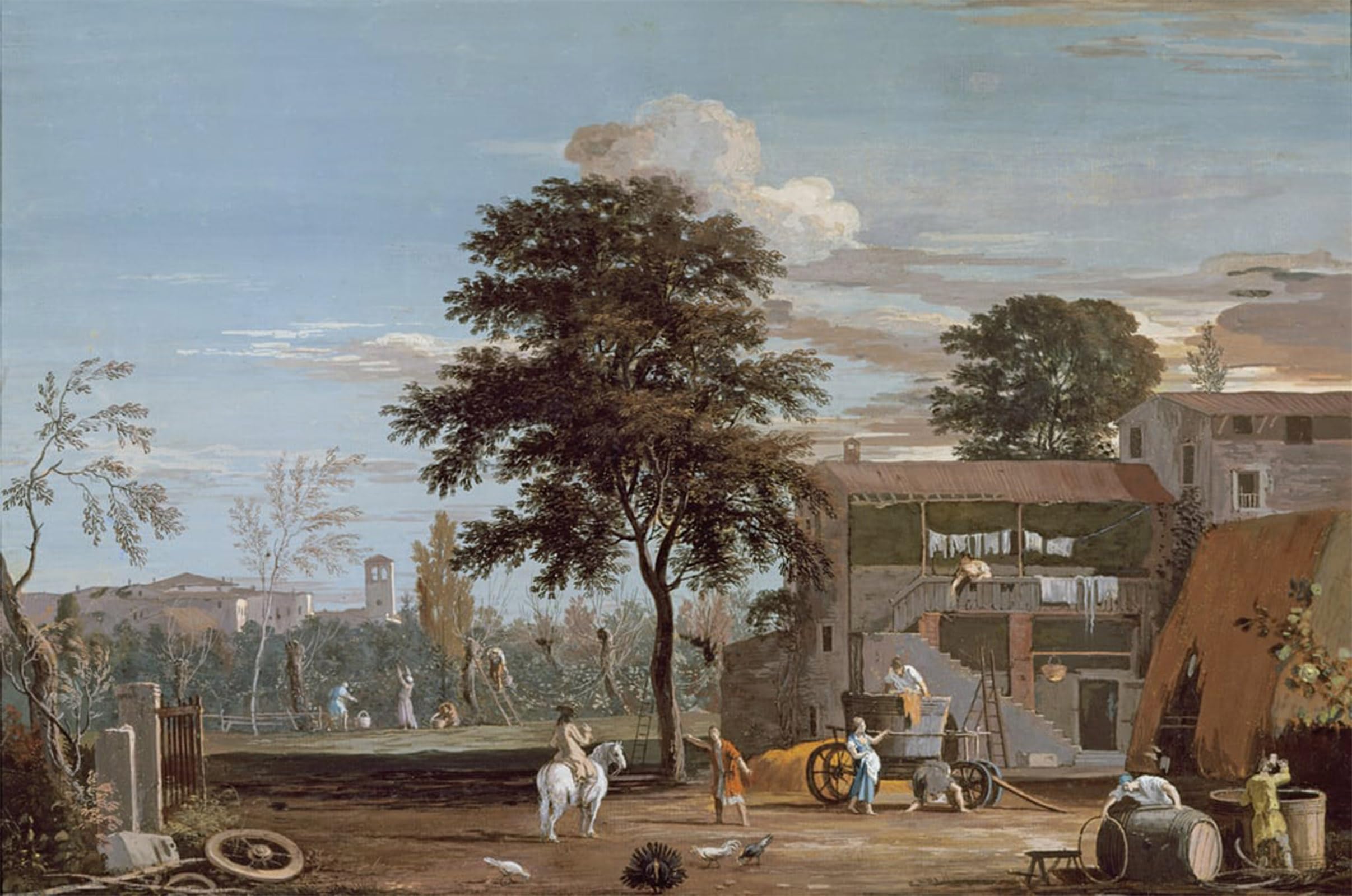 POSTERIIk Vintage Classic Picture Landscape Artwork a Farm in the Veneto by Marco Ricci Portrait Canvas Painting for Office Home Decor 60x90cm