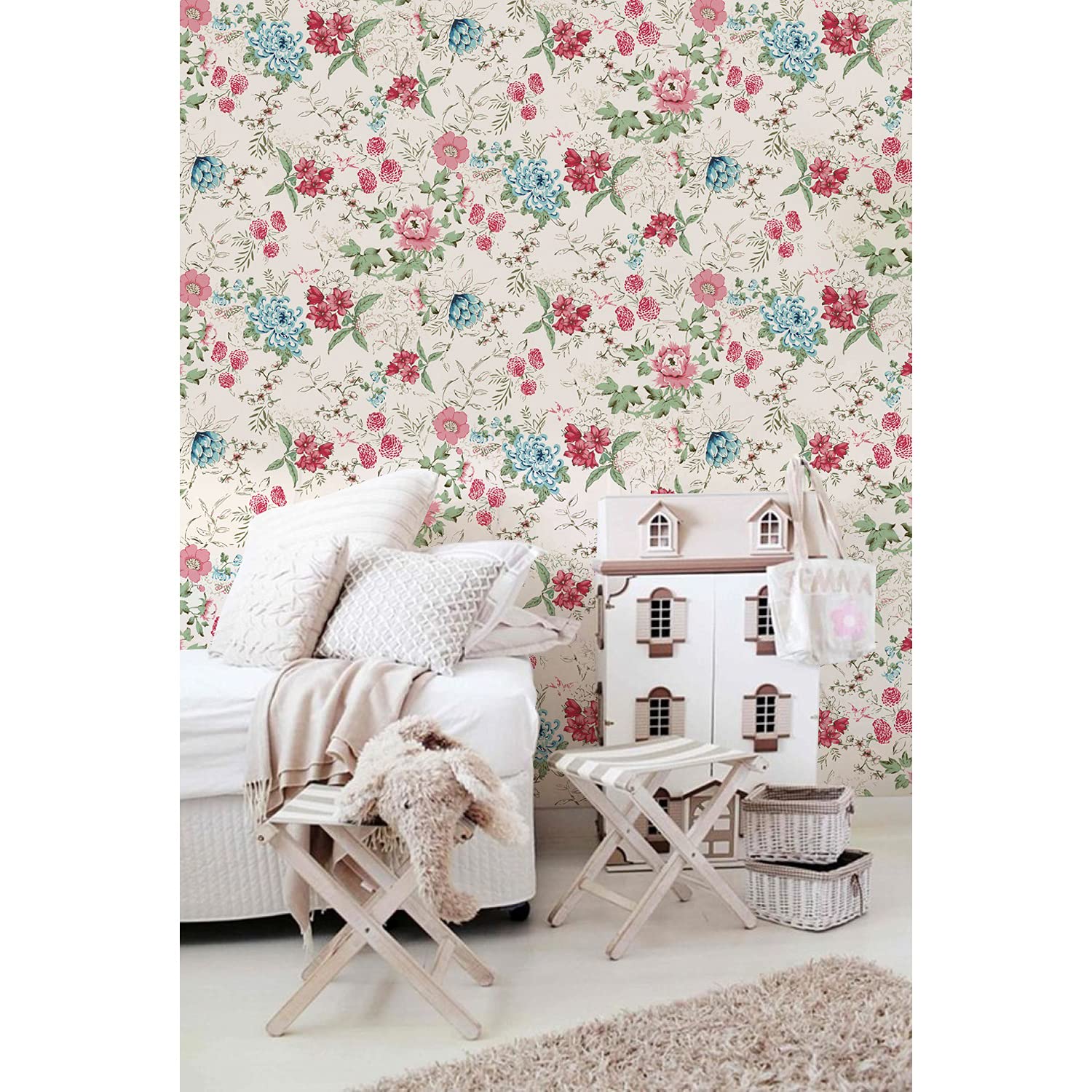 Fotomurale flores vintage para salones románticos papel pintado entretela 290x290 cm
