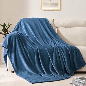BEAUTEX Fleece Throw Blanket for Couch Sofa or Bed Throw Size, Soft Fuzzy Plush Blanket, Luxury Flannel Lap Blanket, Super Cozy and Comfy for All Seasons Dusty Blue, 50" x 60"