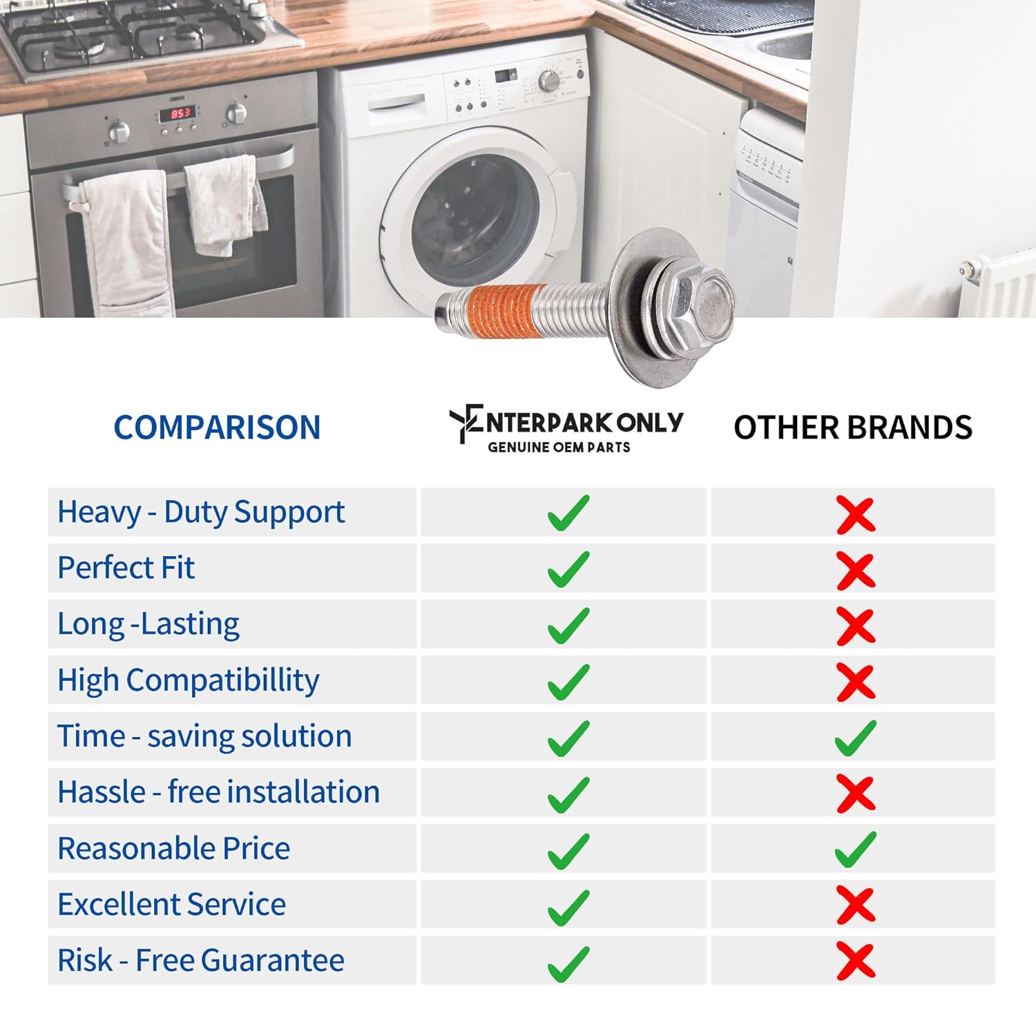 6 Pack of ENTERPARK All New Washer 4011FA4353E Common Bolt (Spider Bolt) Replacement of 1555488 AH3522806 EA3522806 PS3522806
