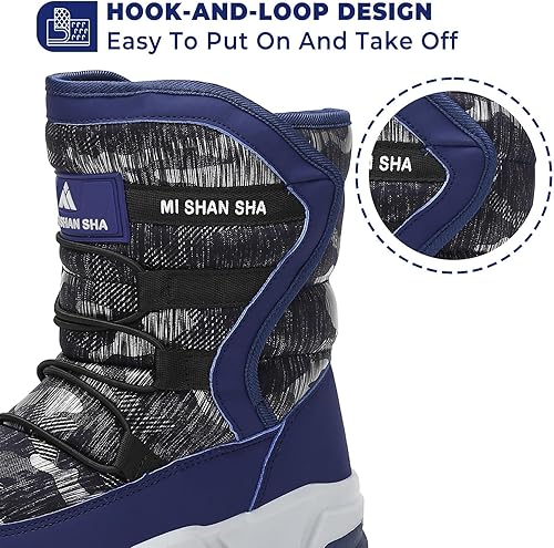Miniatura 4 de Mishansha - Botas de nieve para niñas, niños niños pequeños niños grandes invierno, cálidas, impermeables, antideslizantes, anti colisión, corte