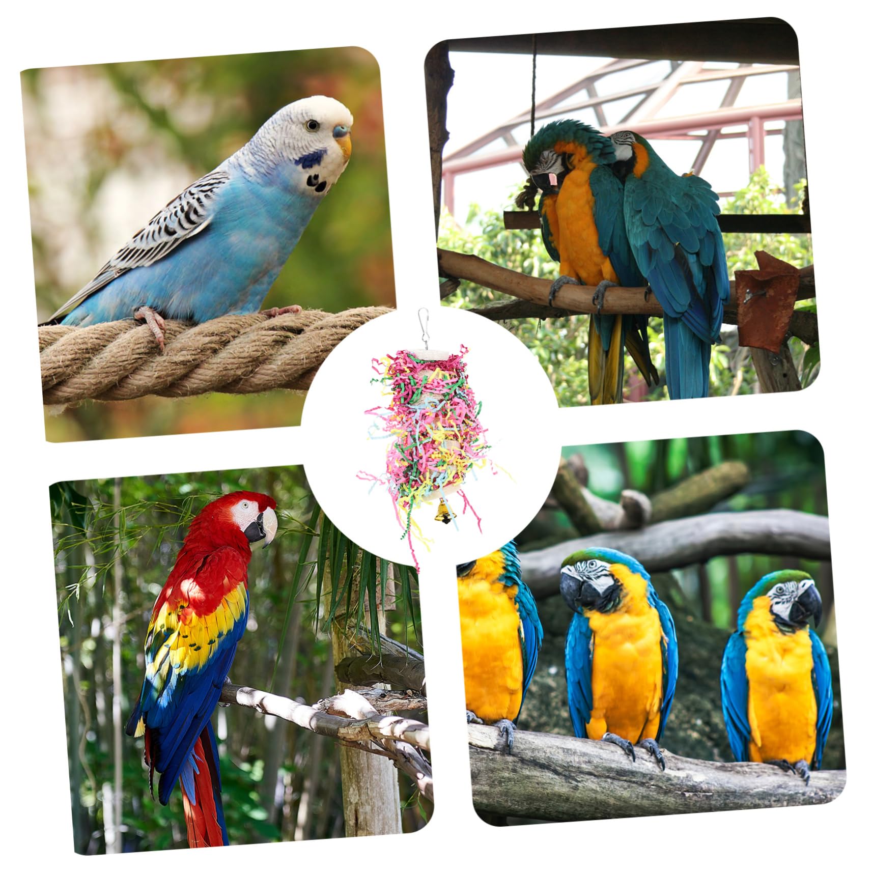 HOLIDYOYO Parrot Hanging Chewing Multi Functional Bird for Chewing Foraging Material with Bell for Parrots Cockatiels and Budgies Engaging Relaxing Plaything