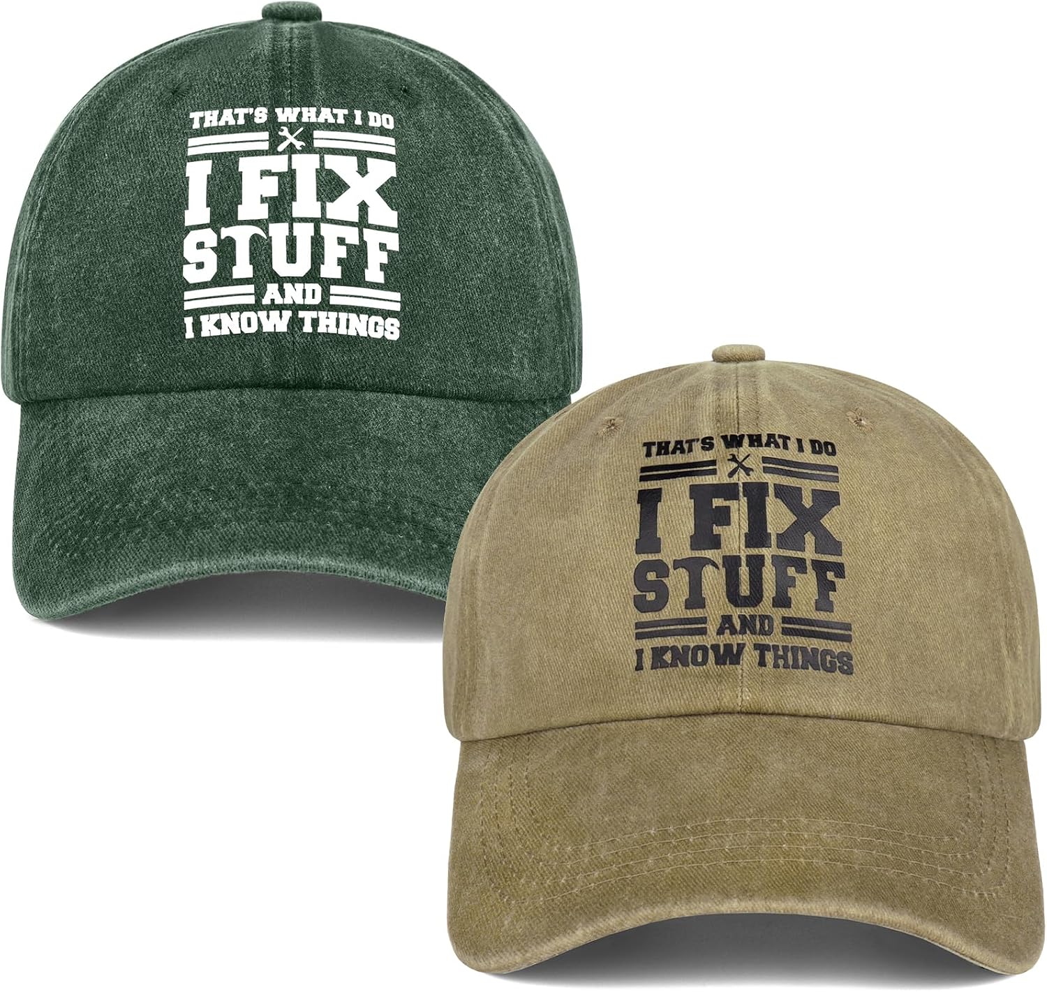 2 Pack I Fix Stuff Funny Dad Hat Adjustable Printing Cotton Baseball Cap