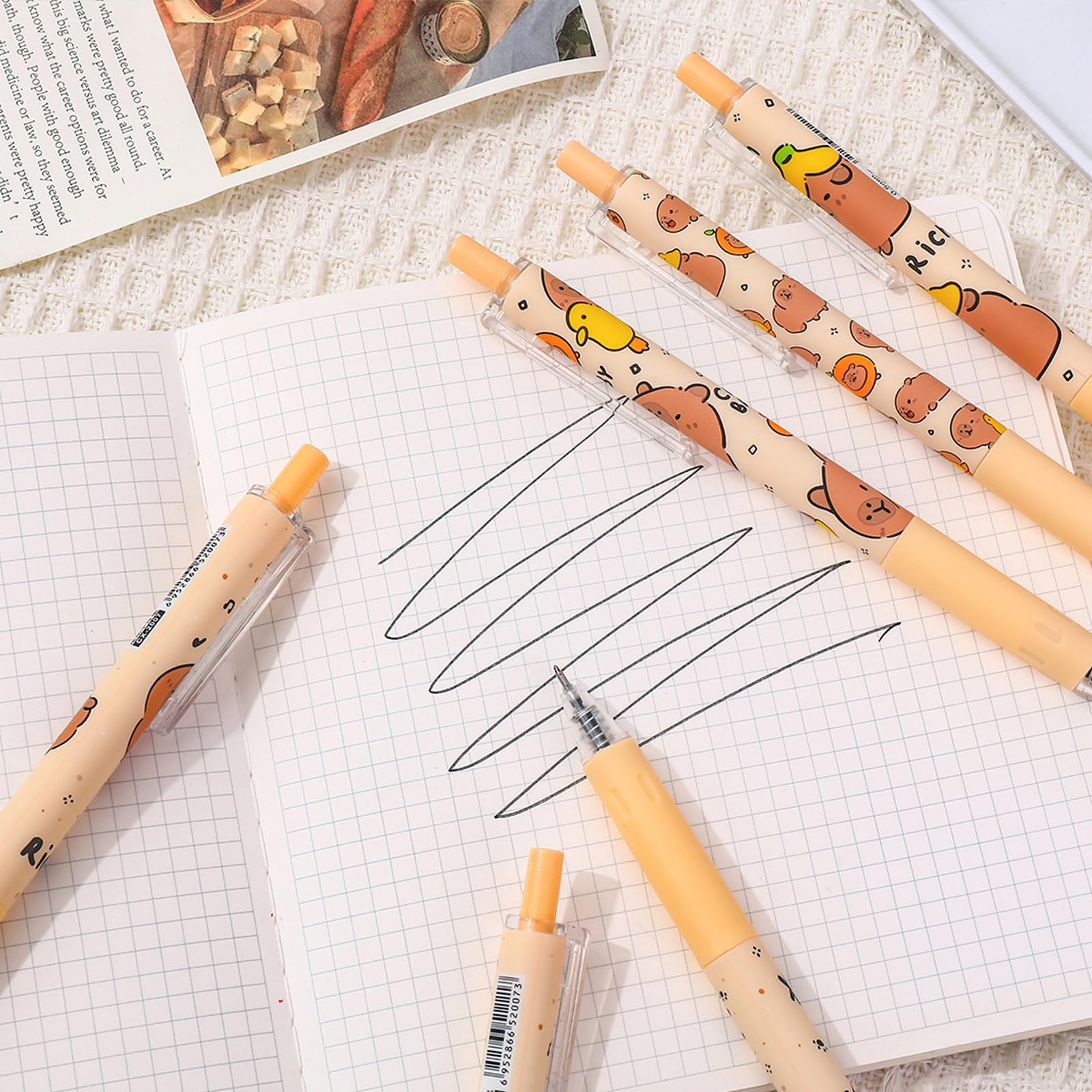 6 Pcs Capybara Cartoon Gel Pens 0 5mm Capybara Ink Pen Blck Ink Quick Drying Smooth Writing Capybara — view 6