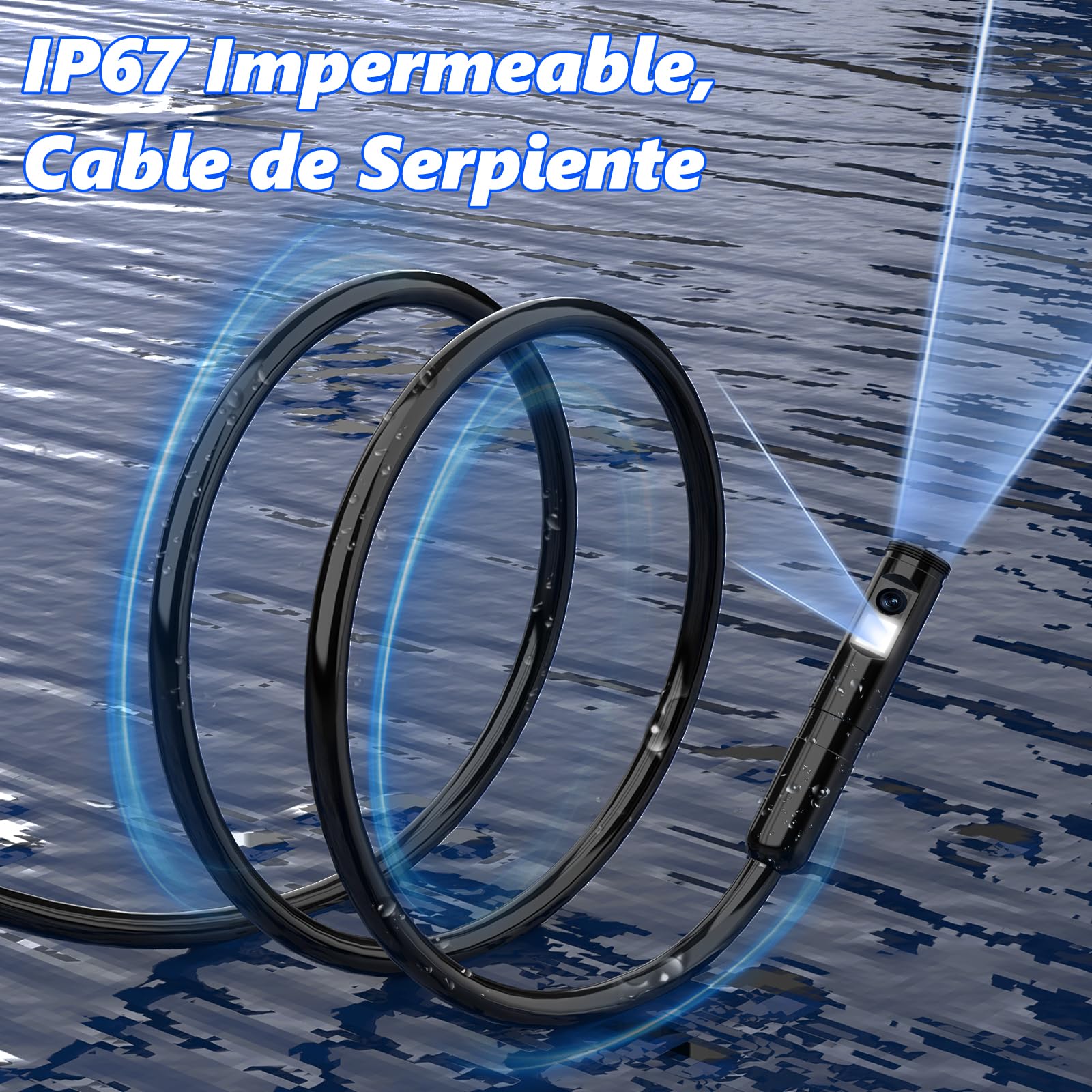 Endoscoop-inspectiecamera, Hopefox 4,3 inch IPS-scherm, 1080P HD Borescope inspectiecamera met 8 LED-verlichting, IP67 waterdichte endoscoopcamera met licht, 5 m flexibele afvoercamera