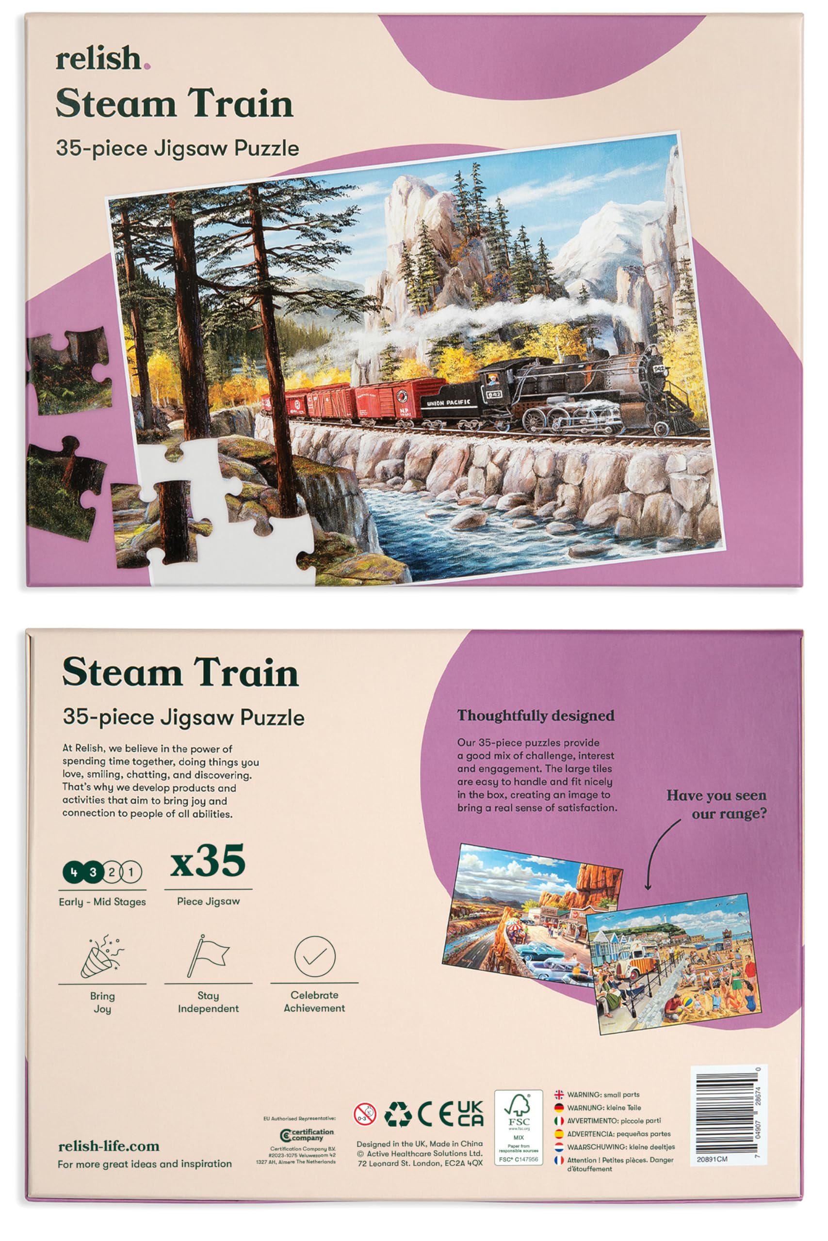 Relish ‘Steam Train’ Puzzle 35 Pièces : Activités Adaptées aux Seniors Atteints de Démence ou d’Alzheimer