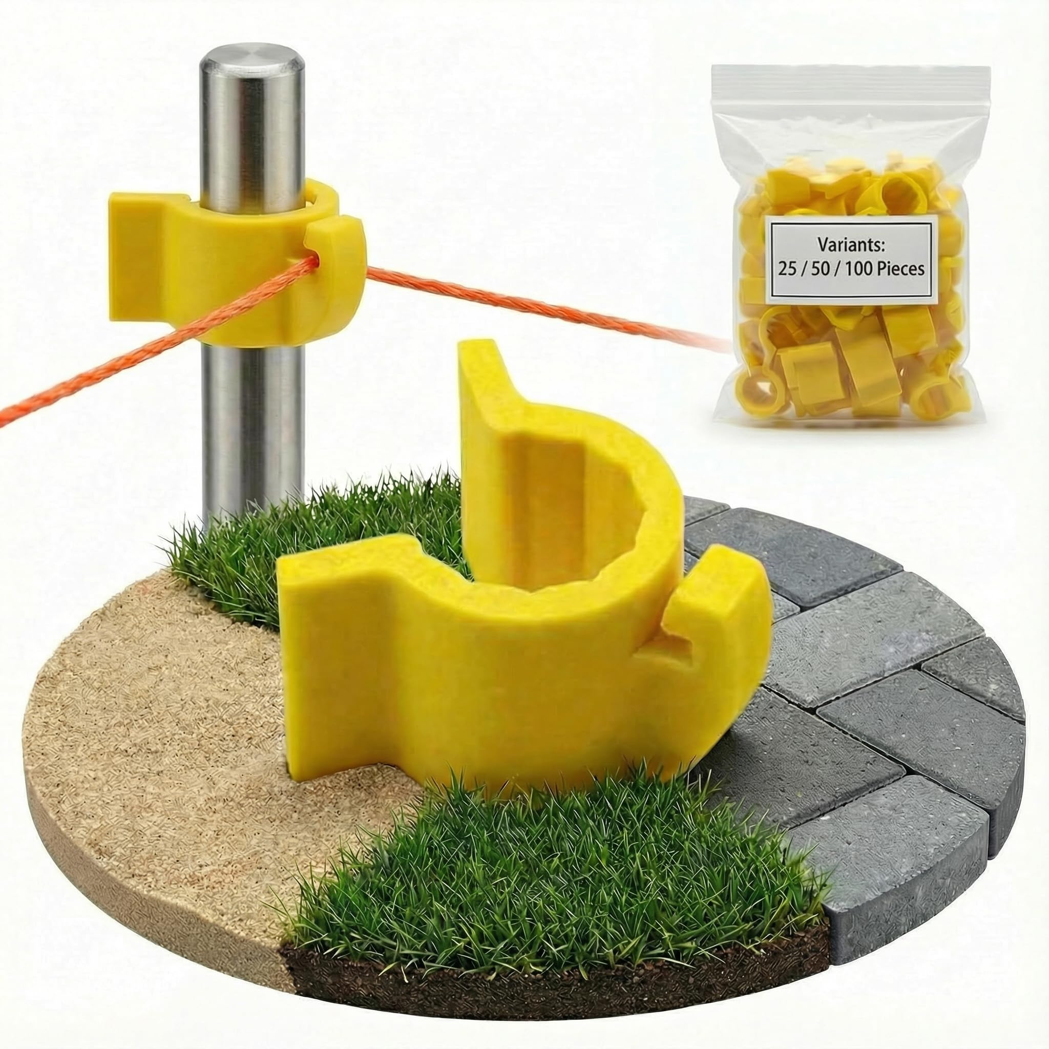 R-Satz Shop Line Holder Set for Line Posts - Rope Guide for Attaching - 25/50/100 Pieces - Cord Tensioner Ideal for Roads, Gardening and Landscaping - Made by (Pack of 100)