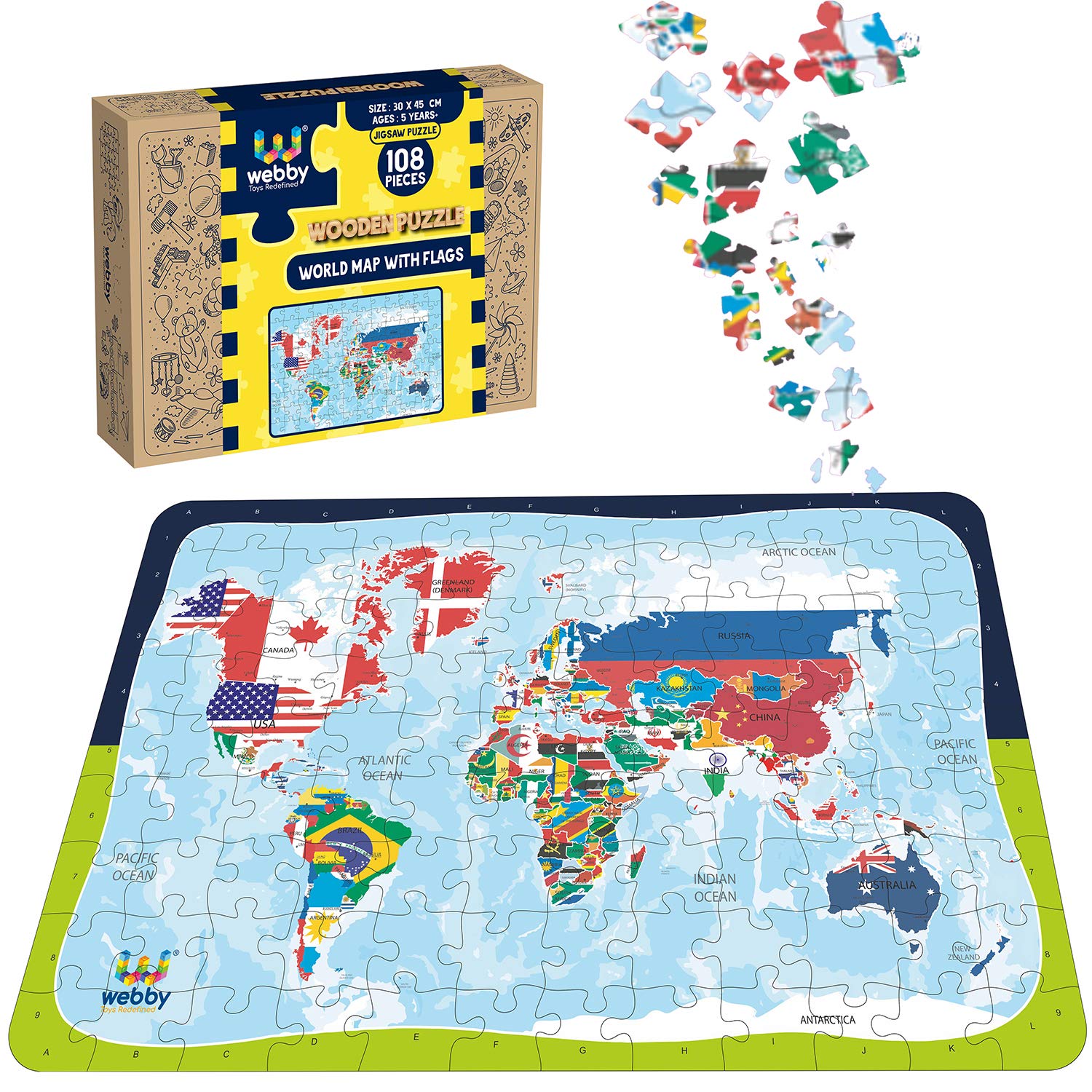 See full amazon price history chart for Webby Kids World Map with Flags Wooden Jigsaw Puzzle, 108 Pieces Webby Kids World Map with Flags Wooden Jigsaw Puzzle, 108 Pieces (B08J4YTVYT) Amazon Price History, Amazon Price Tracker