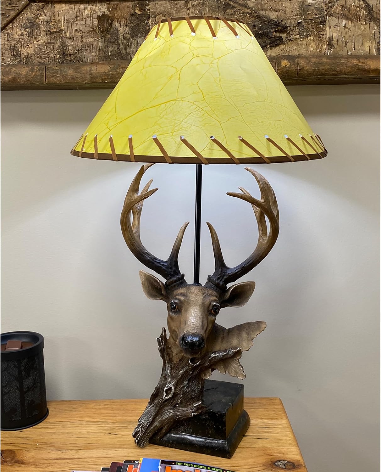 Rivers Edge Products 27" Deer Table Lamp - Decorative Bedside Desk Lamp with 40 Watt Bulb - Rustic Hand Painted Poly Resin - Novelty Wildlife Home Decor for Living Room, Bedroom,