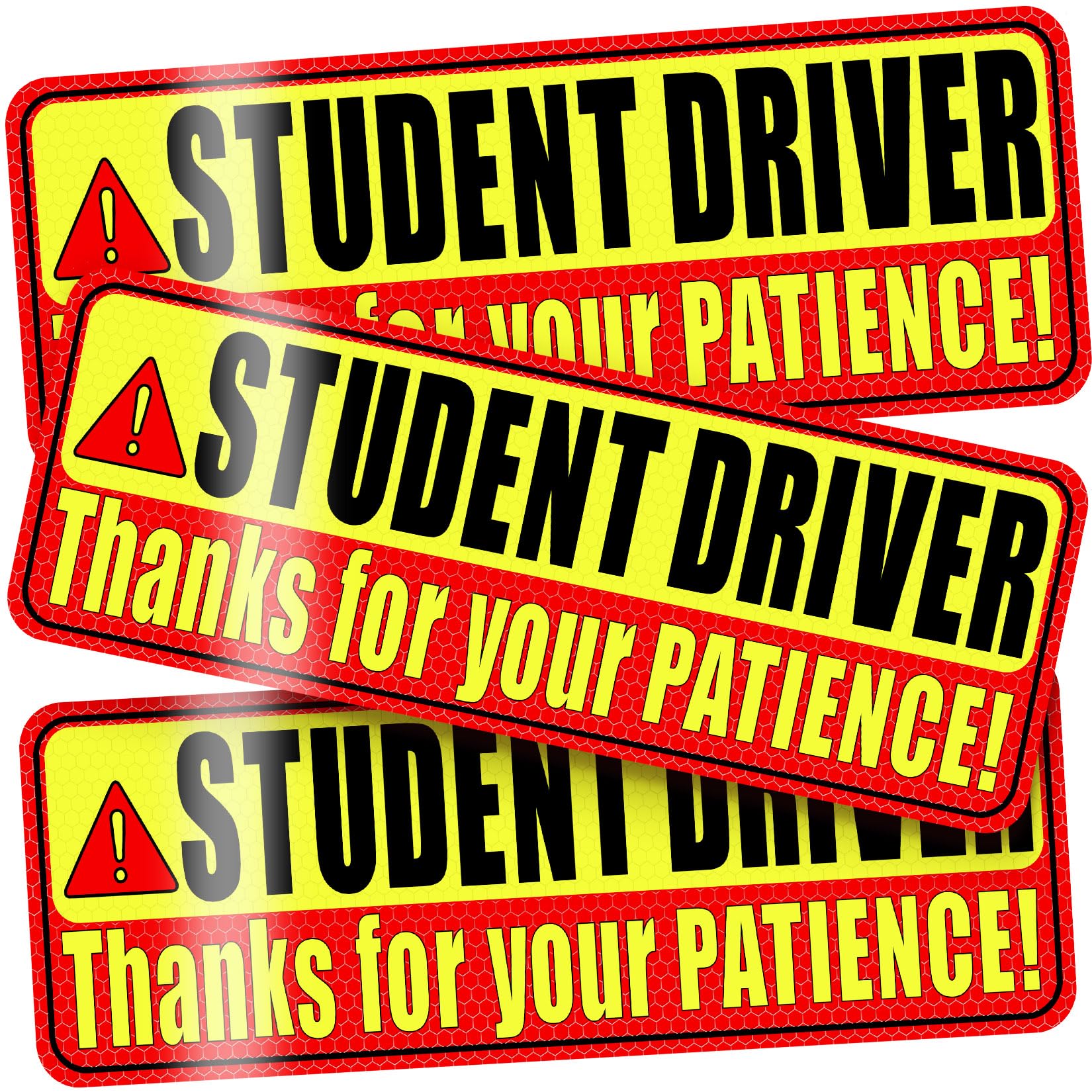 PSLER Student Driver Magnet for Car,be Patient Student Driver Magnet Boys and Girls Warning Red and Yellow Reflective Signs Reusable Movable 9.45×3.07inch 3 Pcs Gifts1